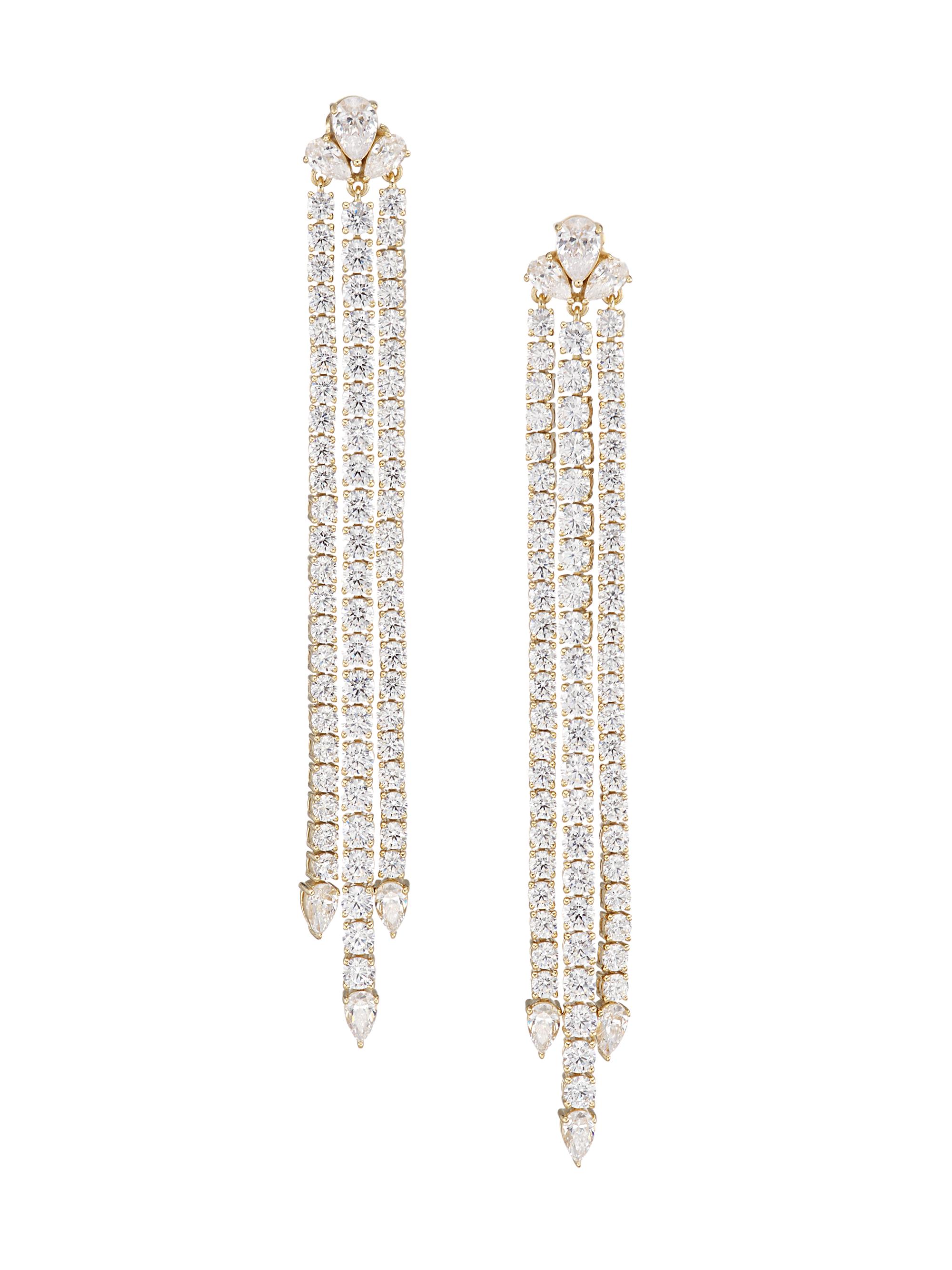 Adriana Orsini Women's Daytime 18K-Gold-Plated & Cubic Zirconia Triple-Strand Drop Earrings - Gold