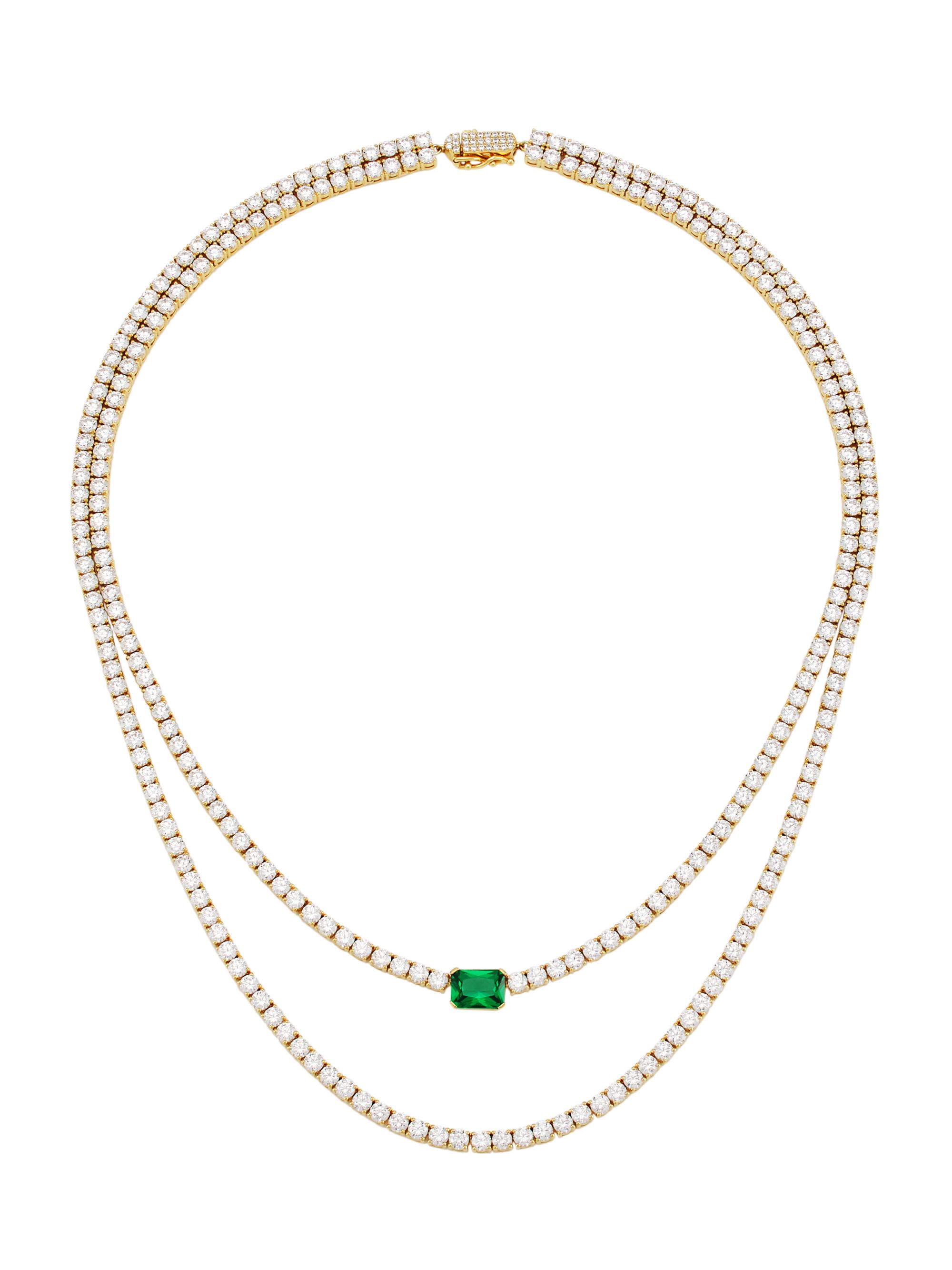 Adriana Orsini Women's Stunner 18K-Gold-Plated & Cubic Zirconia Double Chain Necklace - Gold With Emerald