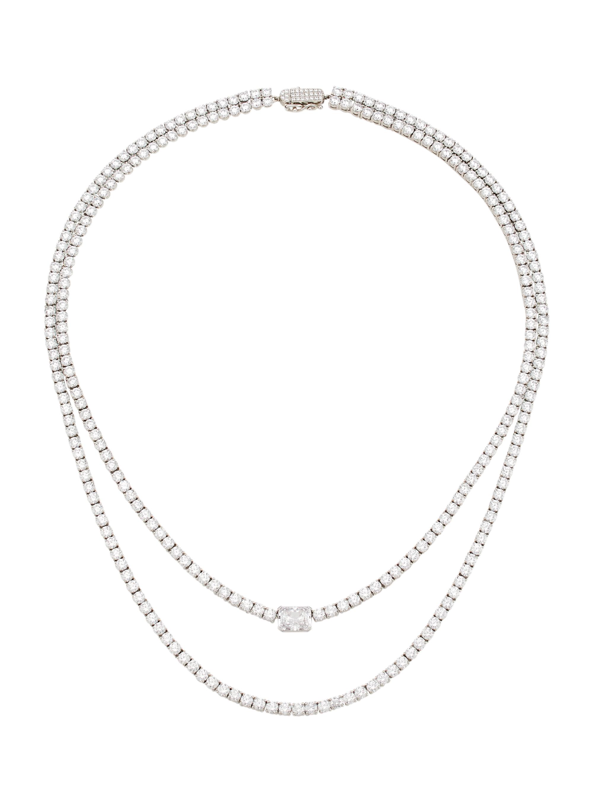 Adriana Orsini Women's Stunner 18K White-Gold-Plated & Cubic Zirconia Layered Necklace - Rhodium
