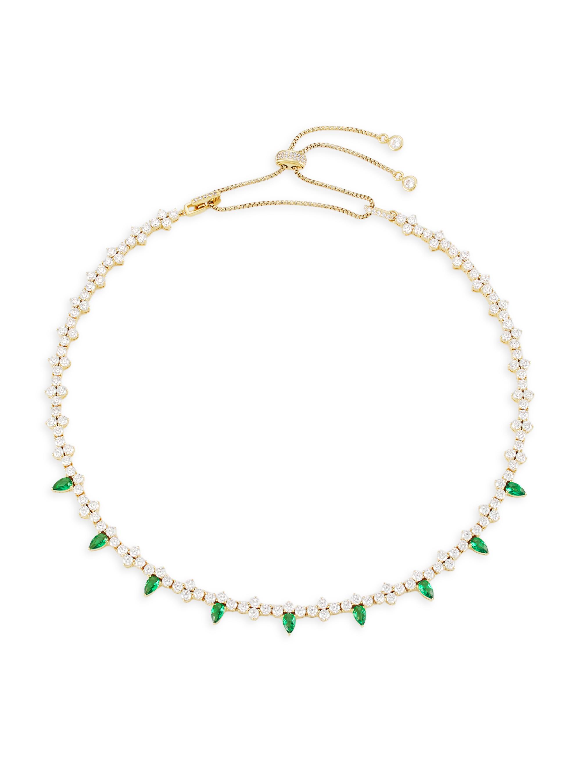 Adriana Orsini Women's Stunner 18K-Gold-Plated & Cubic Zirconia Clover Choker Necklace - Gold With Emerald