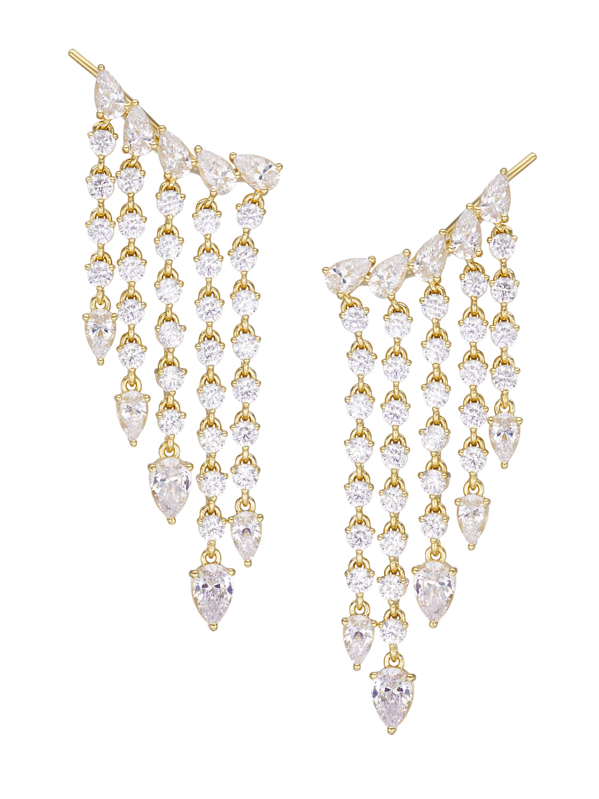 Adriana Orsini Women's Stunner 18K-Gold-Plated & Cubic Zirconia Fringed Ear Climber Earrings - Gold