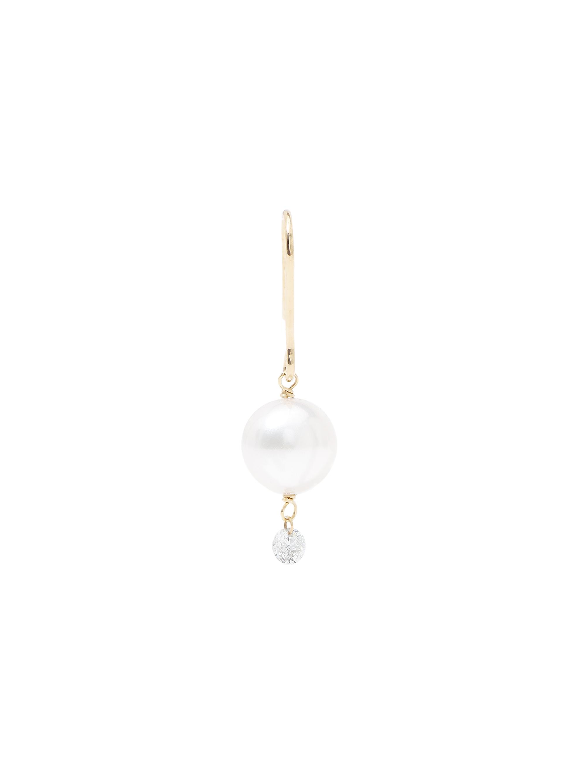 Persée Women's 18K Yellow Gold, Cultured Pearl & Diamond Single Drop Earring - White