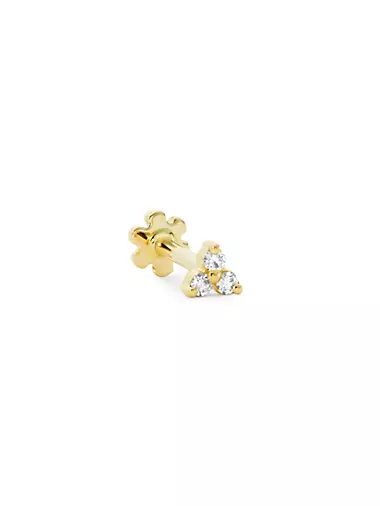 Piercing Triangle Paving 18K Yellow Gold & Diamond Single Earring