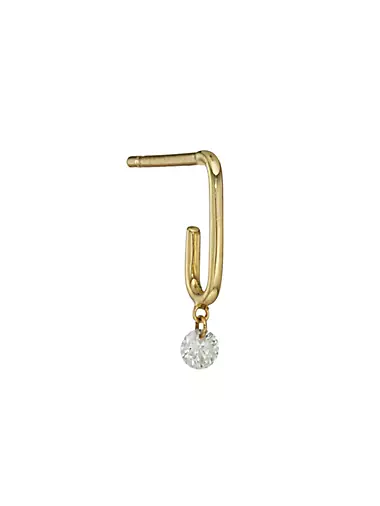 Mini Trombone 18K Yellow Gold & Diamond Single Earring