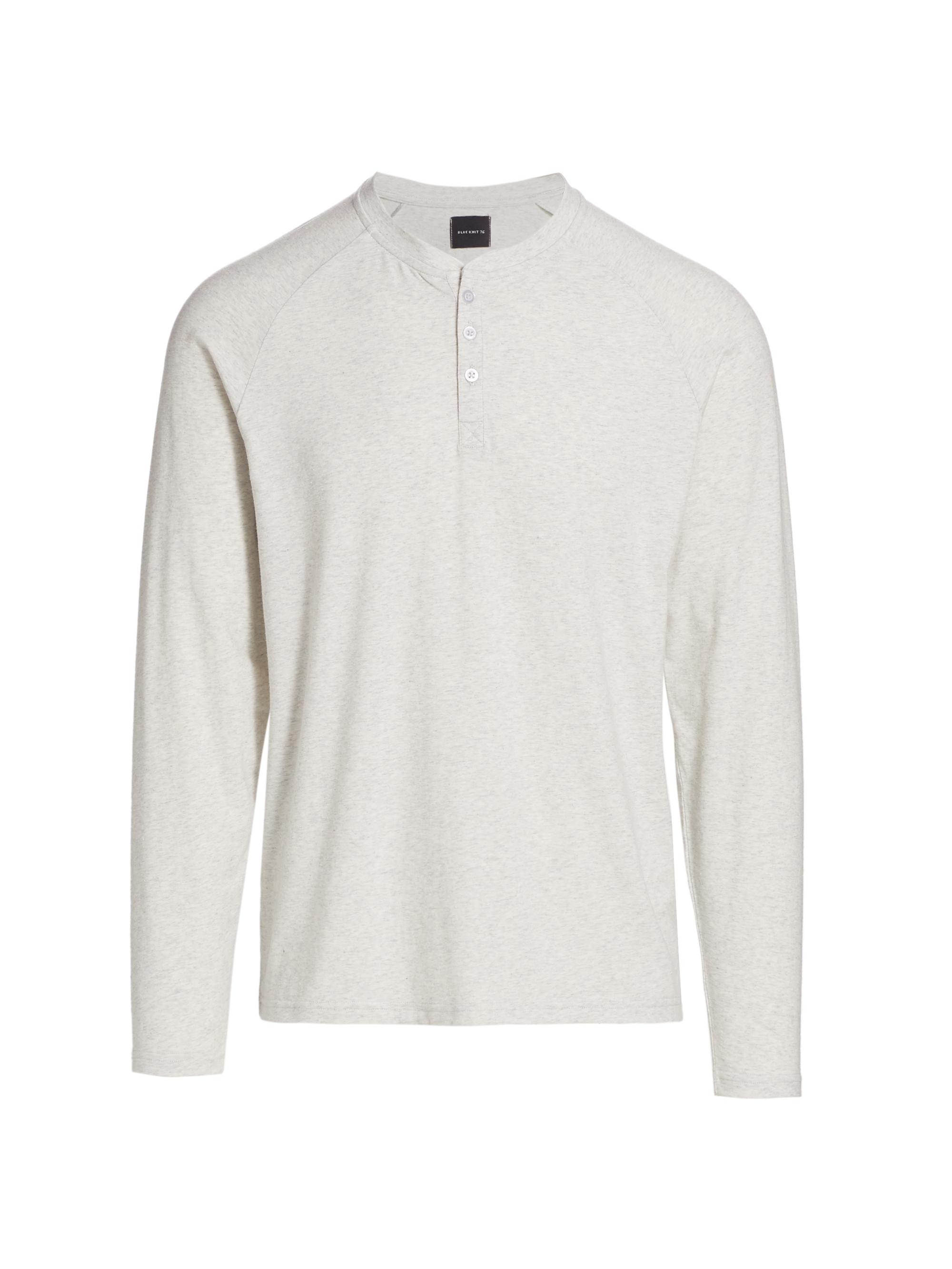 Saks Fifth Avenue Men's COLLECTION Heathered Henley Pajama Top - Heathered Light Grey