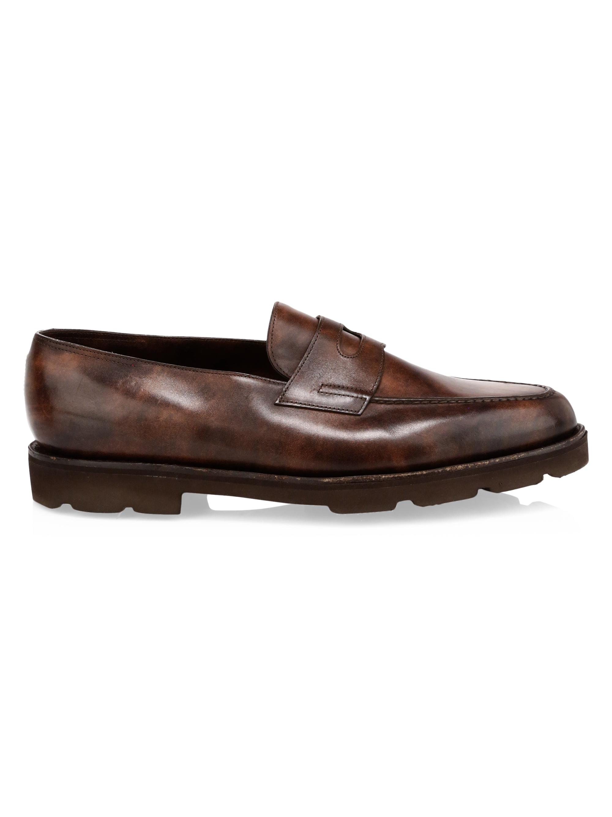 John Lobb Men's Lopez Leather Loafers - Dark Brown