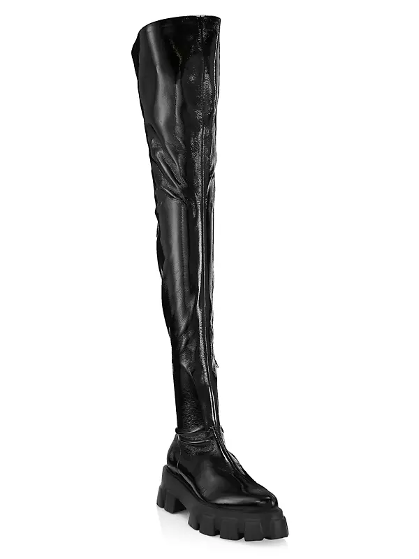 Shop Prada Naplak Thigh-High Boots | Saks Fifth Avenue