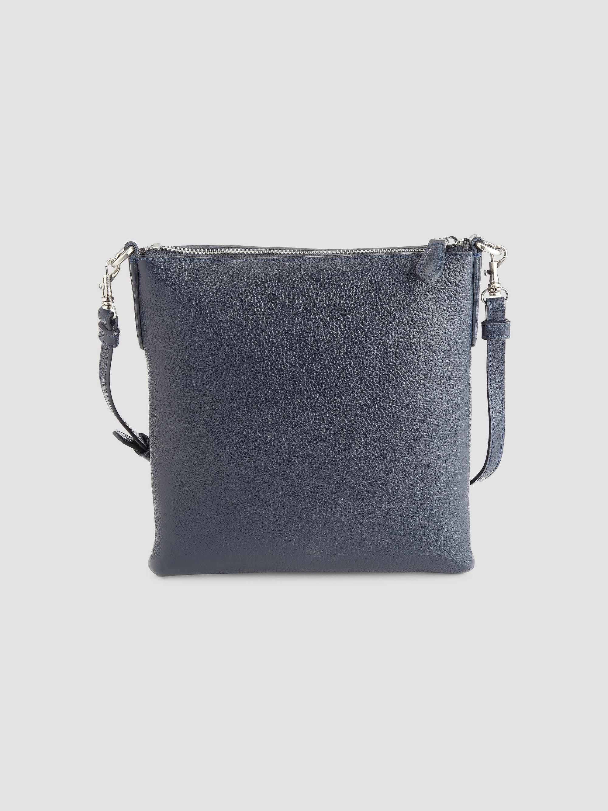 Royce New York Women's Pebble Grain Crossbody Bag - Navy Blue