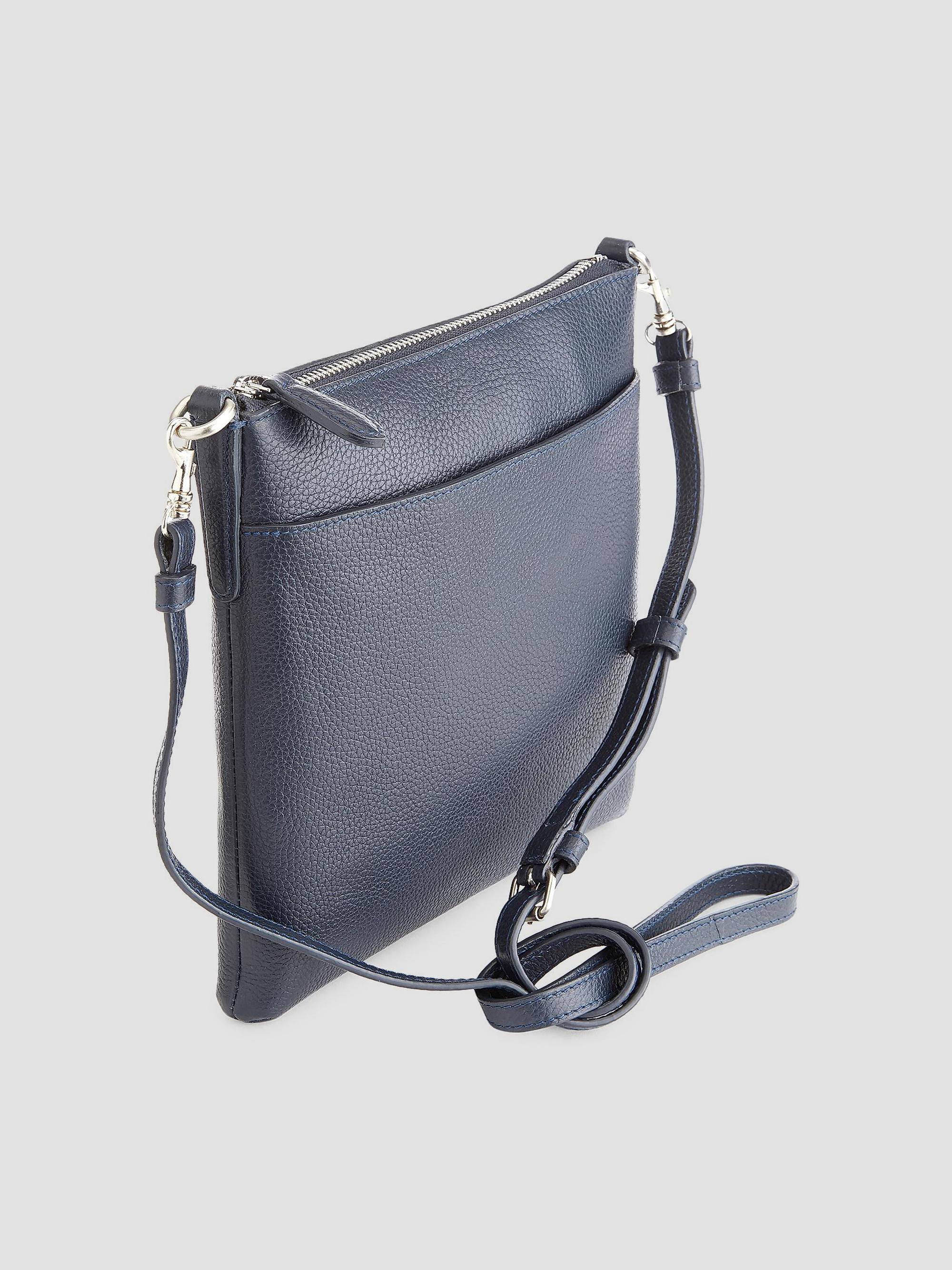 Royce New York Women's Pebble Grain Crossbody Bag - Navy Blue | Thumbnail 3