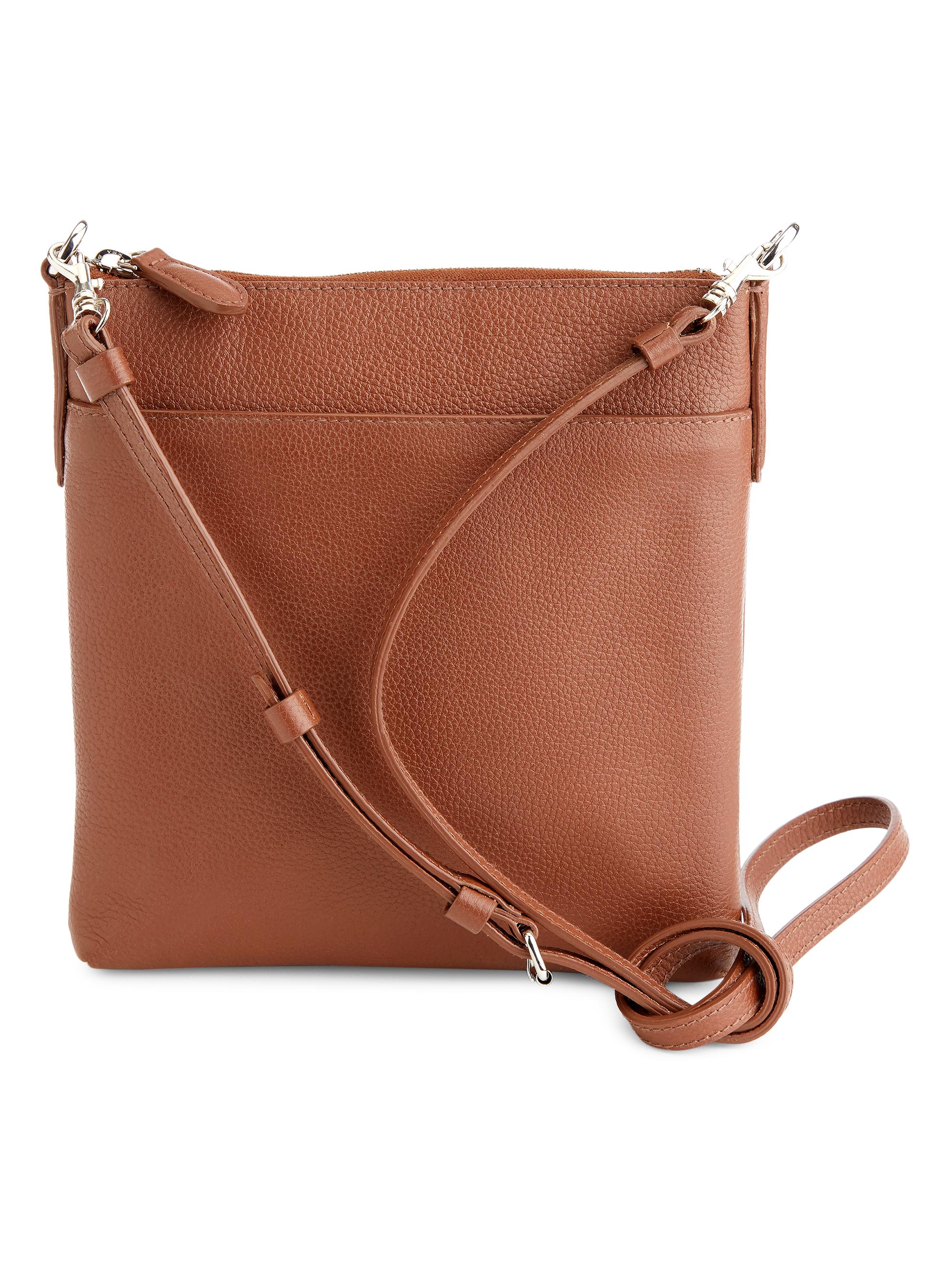 Royce New York Women's Pebble Grain Crossbody Bag - Tan