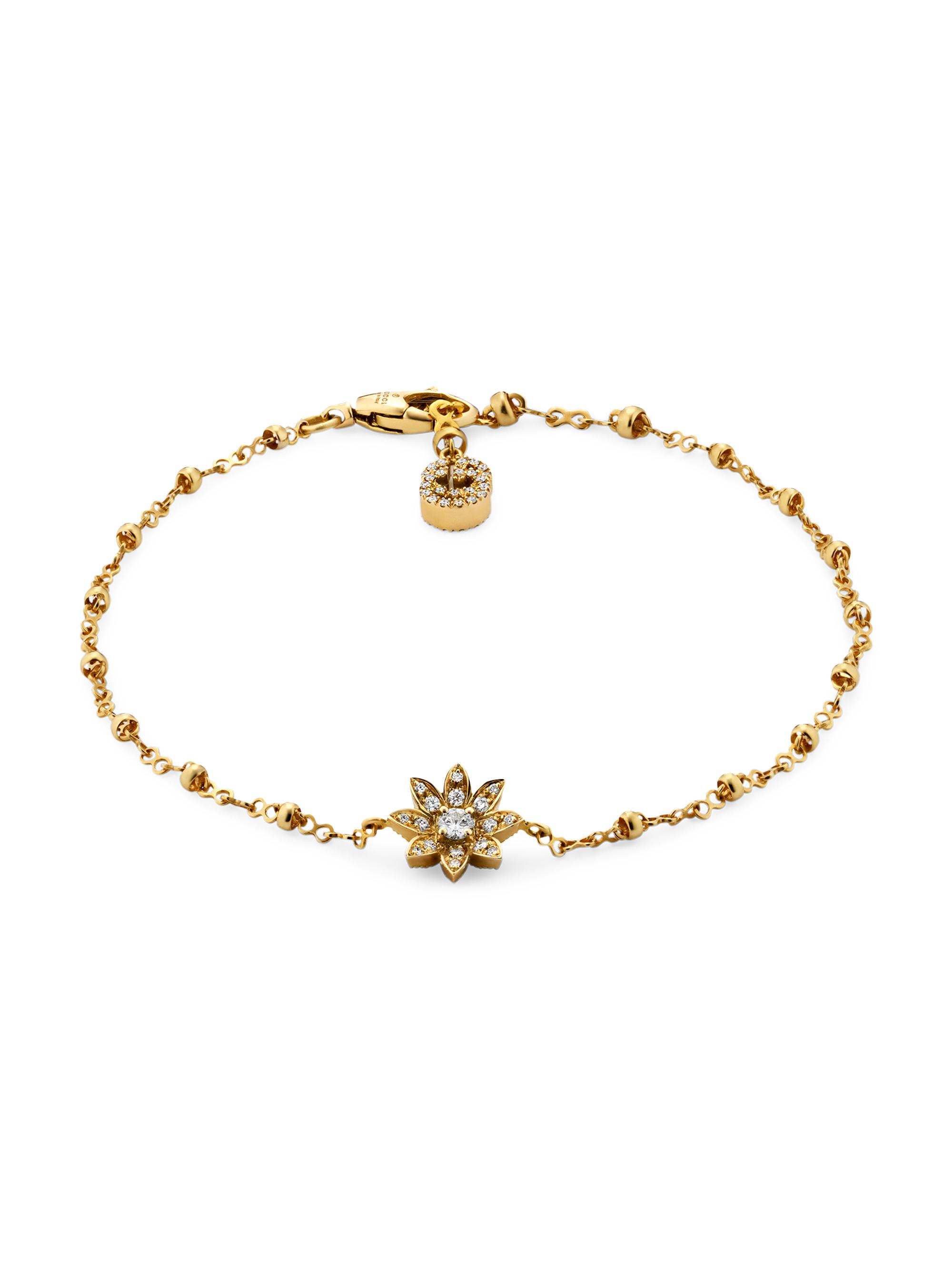 Gucci Women's Flora 18K Yellow Gold & Diamond Bracelet - Yellow Gold