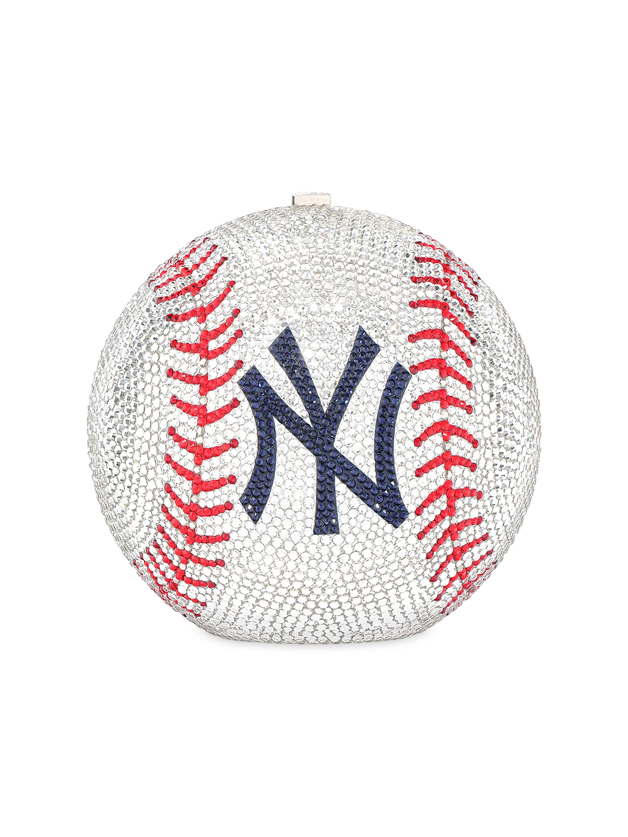 Judith Leiber Couture Women's New York Yankees Embellished Baseball Round Clutch - White Multi