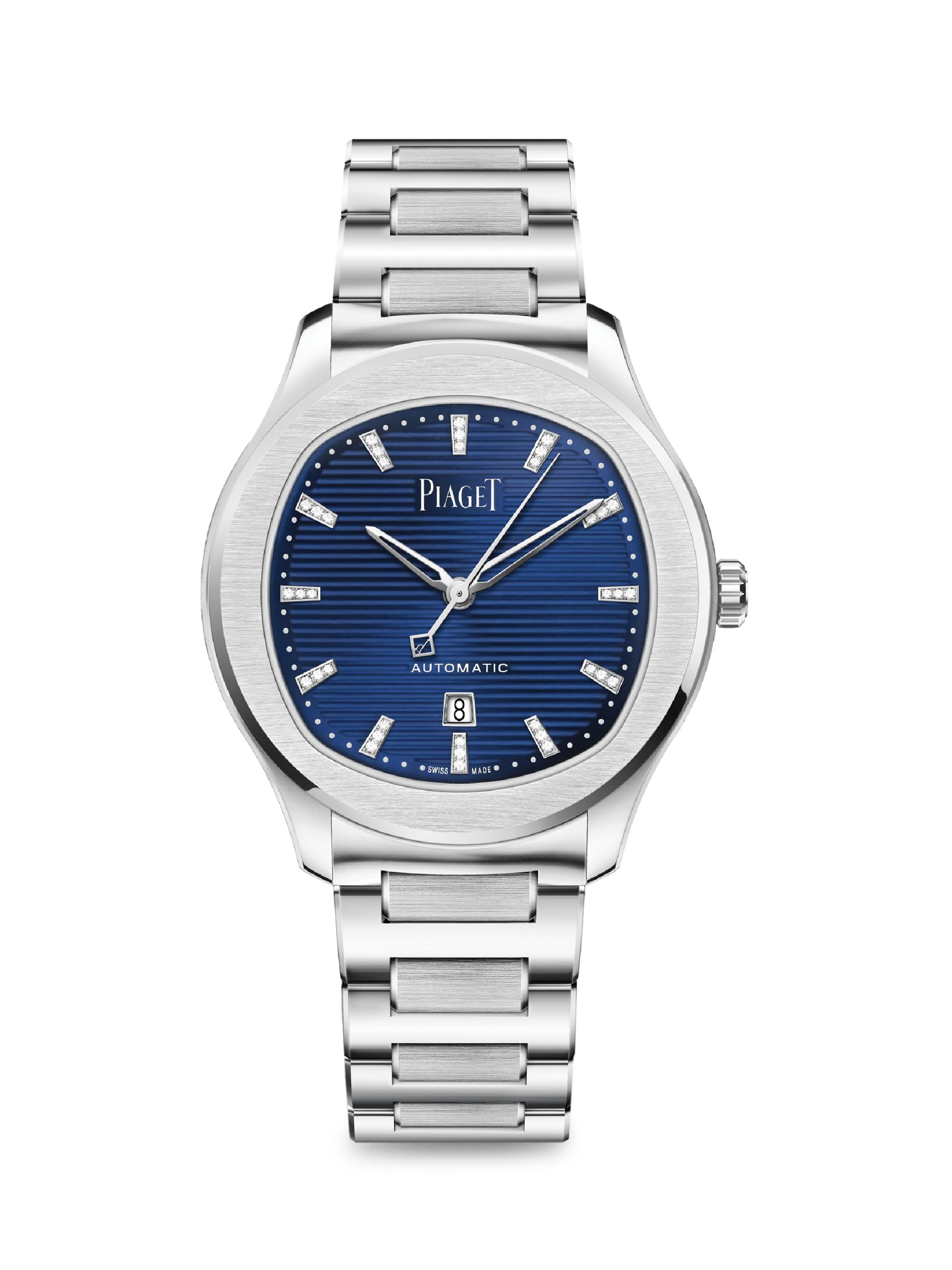 Piaget Polo Blue Diamond & Stainless Steel Bracelet Watch - Navy