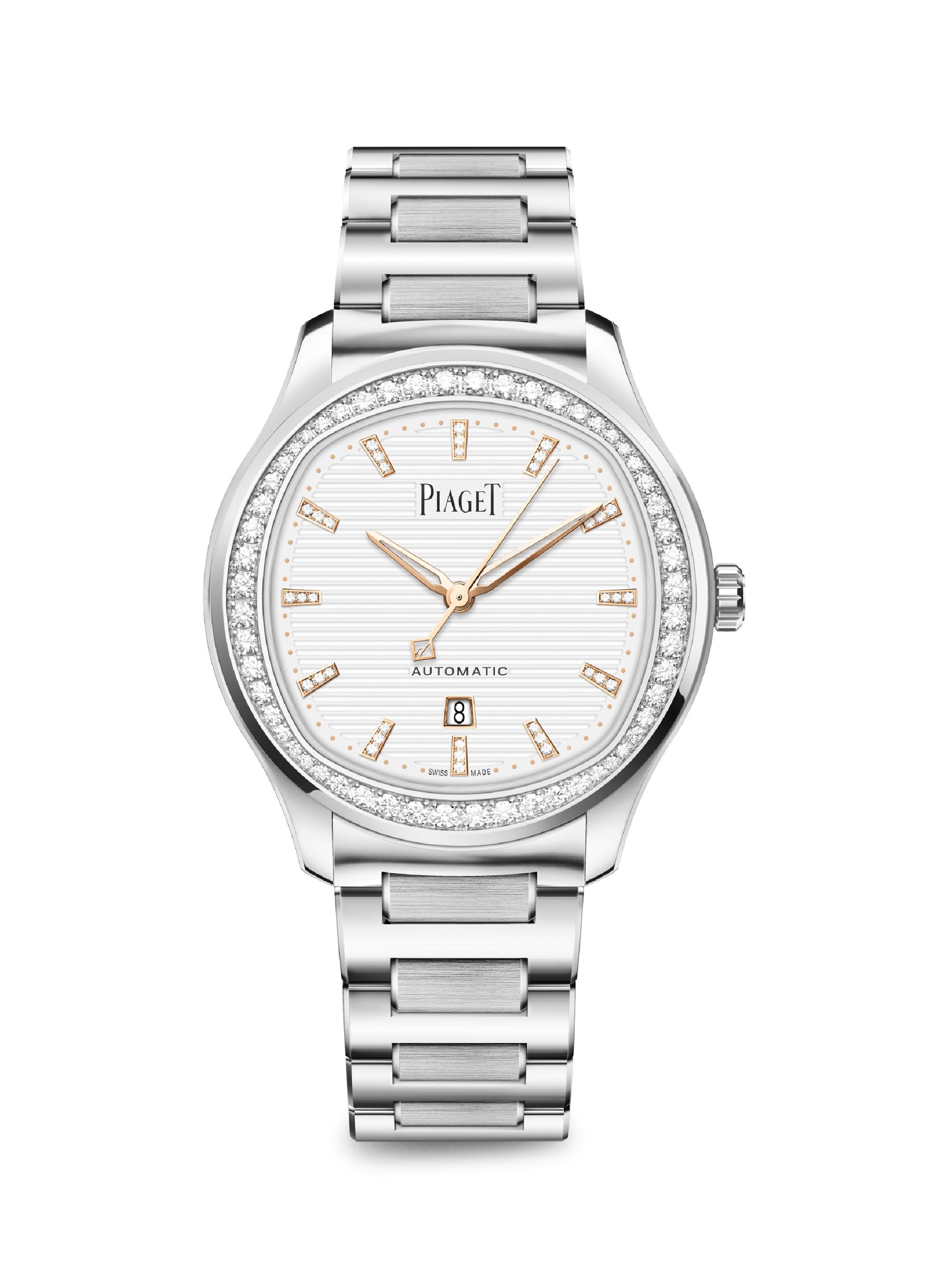 Piaget Polo White Diamond & Stainless Steel Bracelet Watch - White