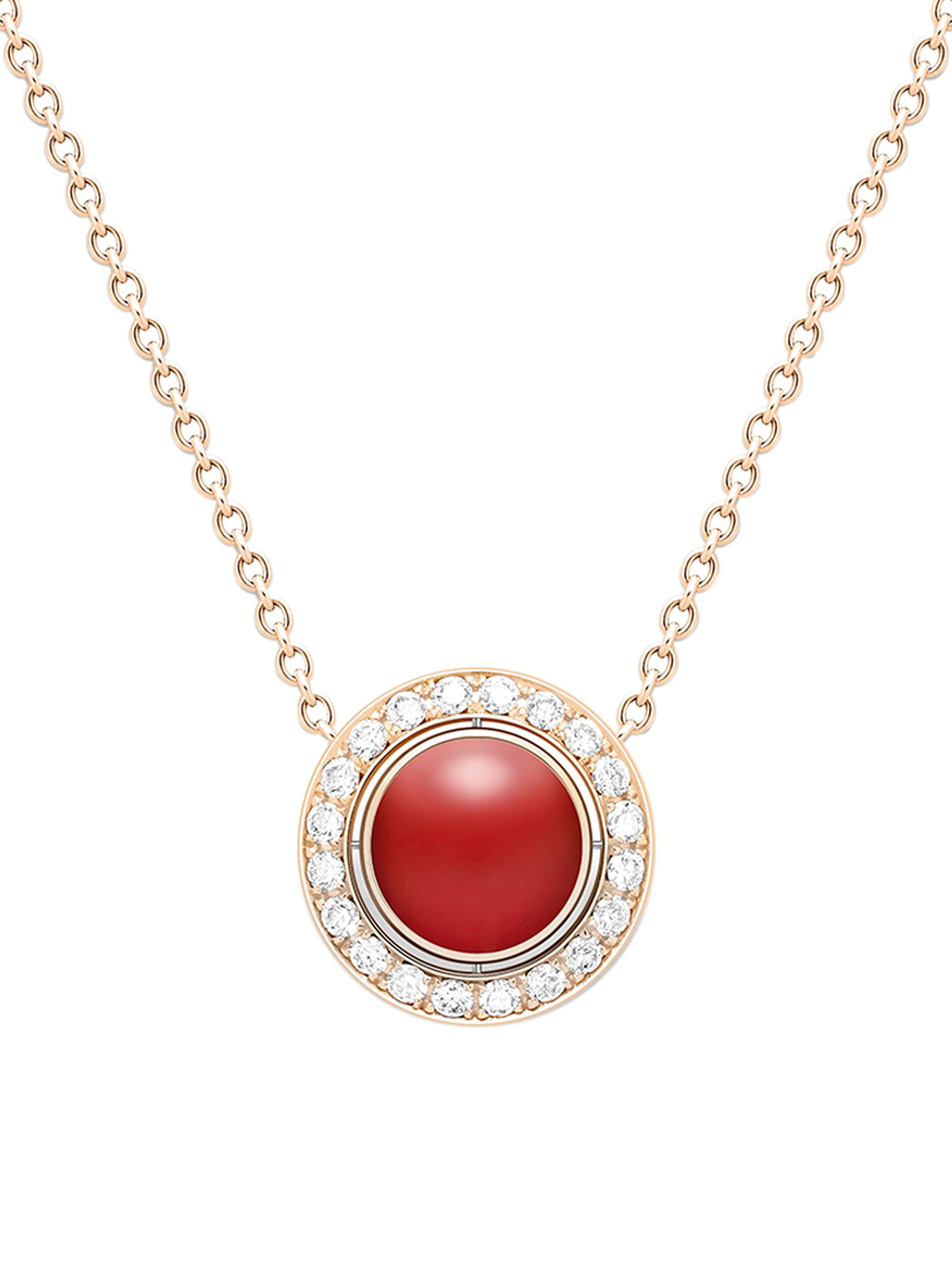 Piaget Women's Possession 18K Rose Gold, Carnelian & Diamond Pendant Necklace - Red