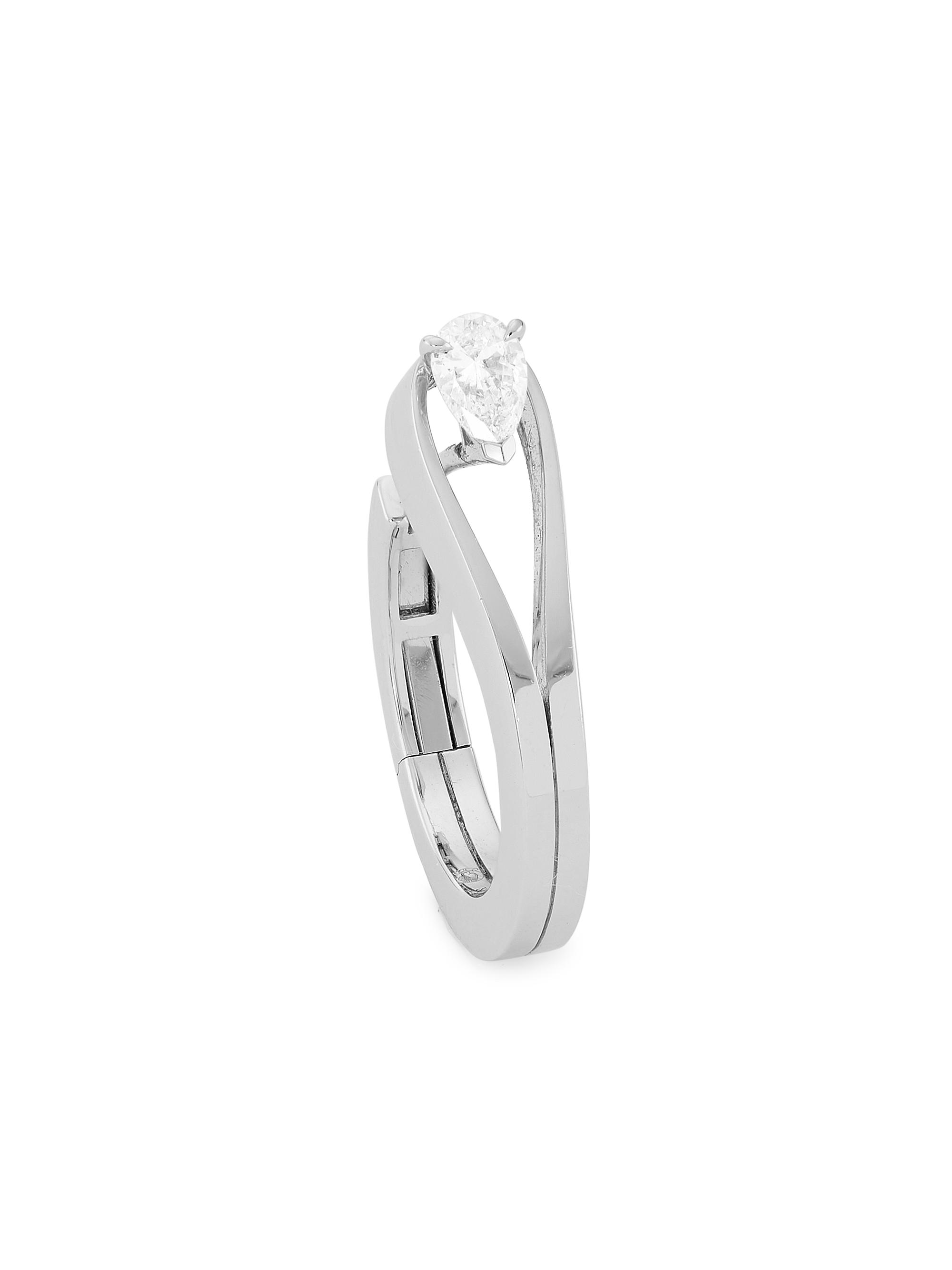 Repossi Women's Serti Inversé 18K White Gold & 0.2 TCW Diamond Single Hoop Earring - White Gold
