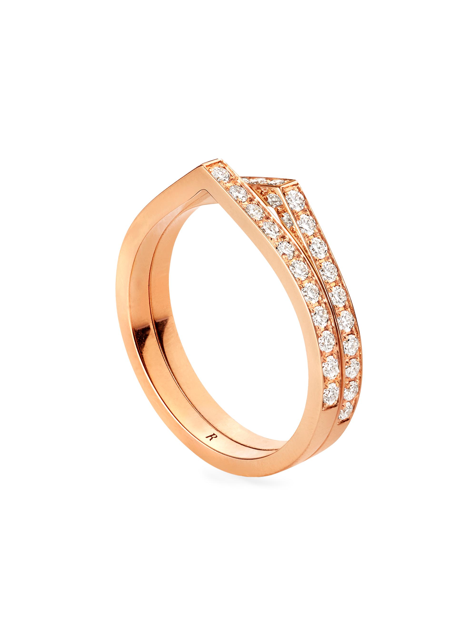 Repossi Women's Antifer 18K Gold & 0.52 TCW Diamond 2-Row Ring - Rose Gold