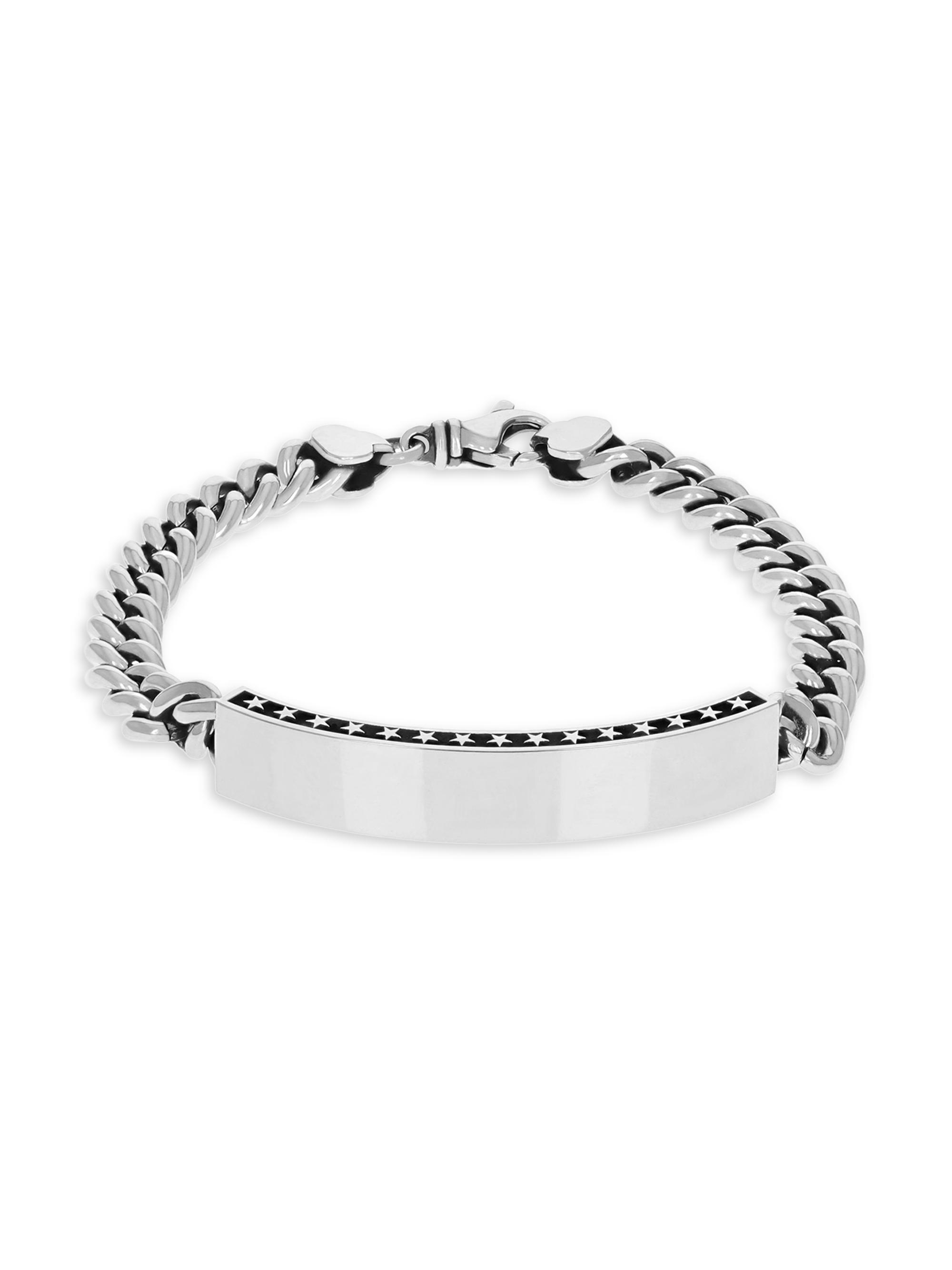 King Baby Studio Men's Sterling Silver Curb Chain ID Bracelet - Silver
