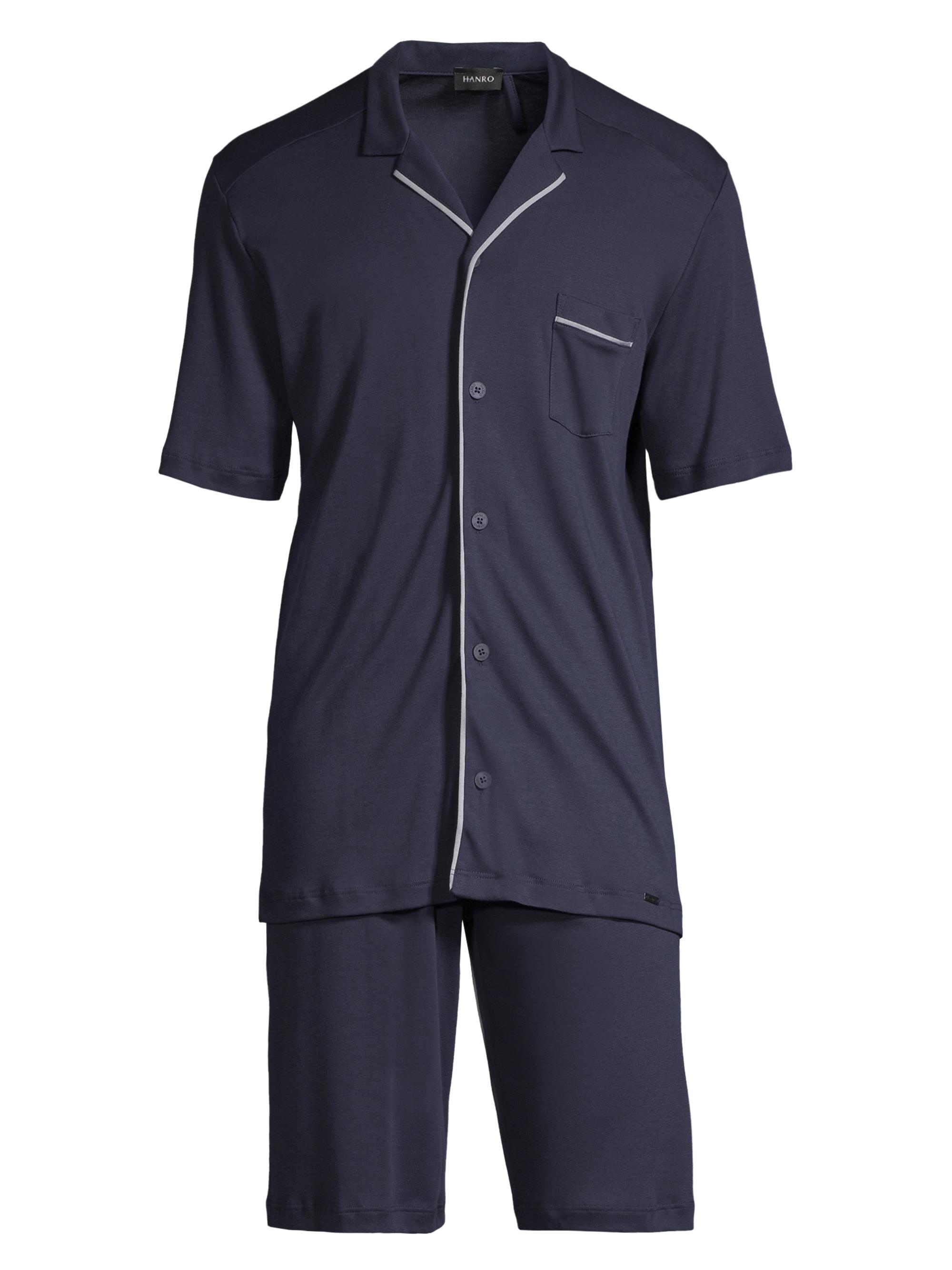 Hanro Men's 2-Piece Piped Trim Pajama Set - Black Iris