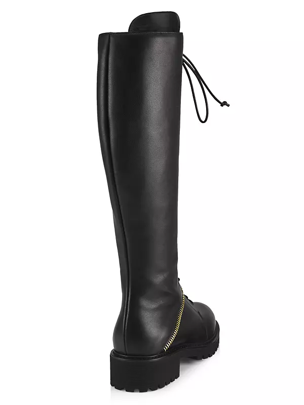 Leather Knee-High Combat Boots