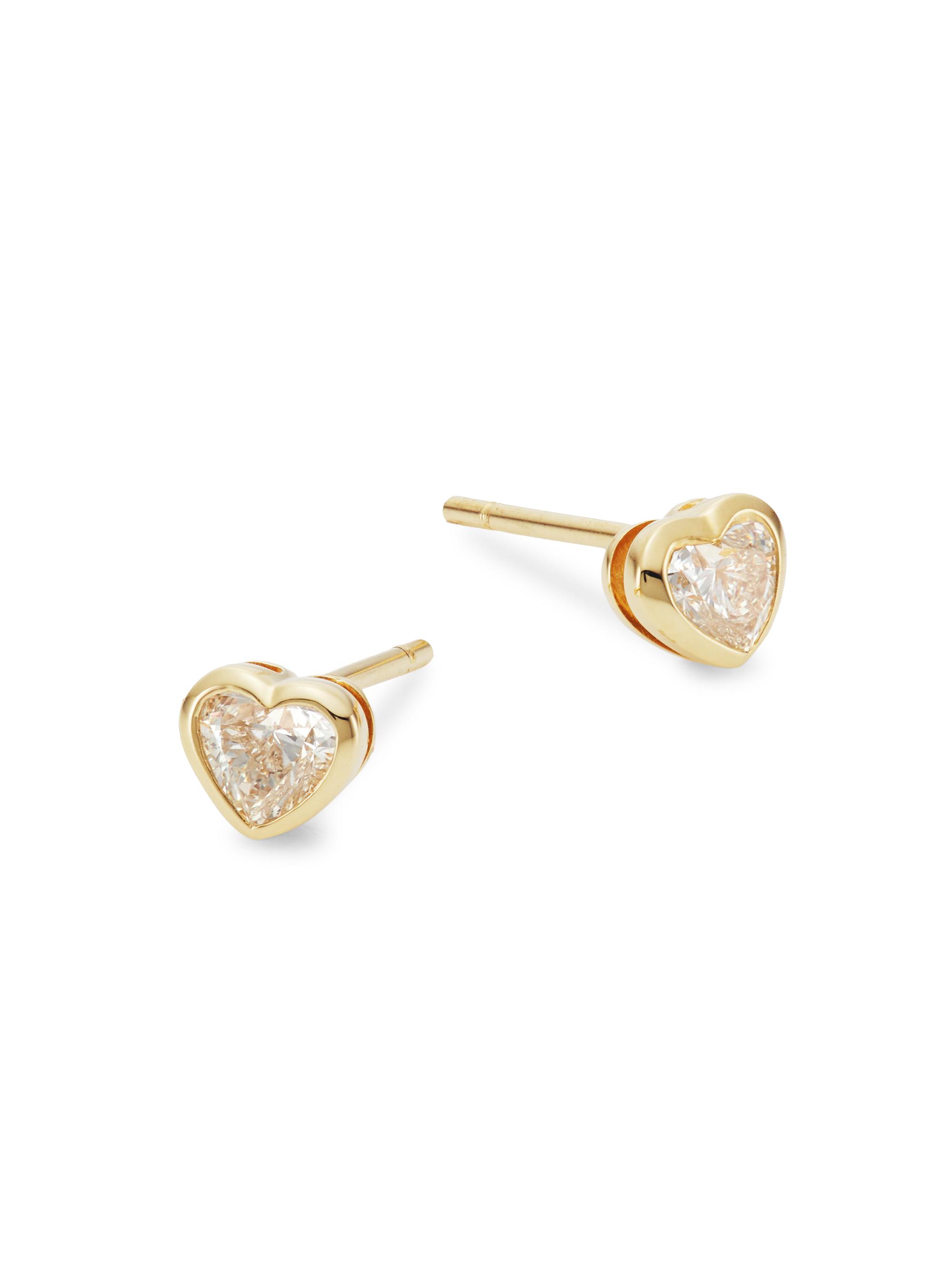 Anita Ko Women's 18K Yellow Gold & Diamond Heart Stud Earrings - Yellow Gold
