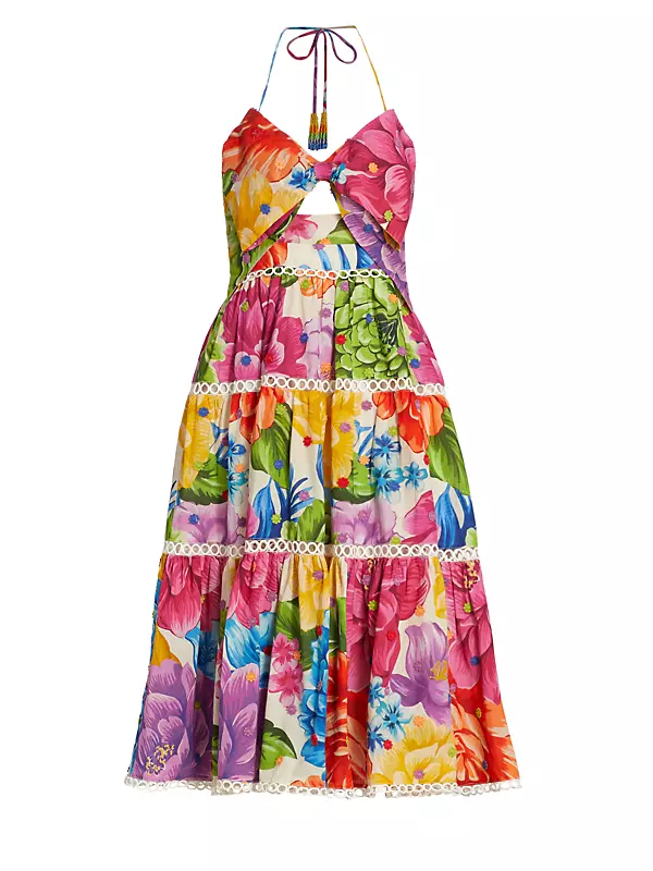 Rainbow Chita Floral-Print Midi Dress