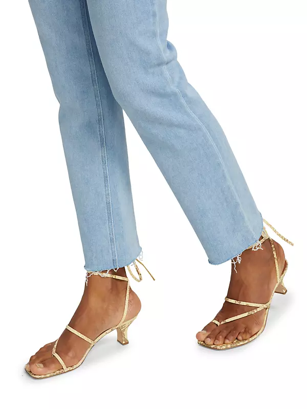 PAIGE Cindy High-Rise Raw Hem Straight Leg Jeans