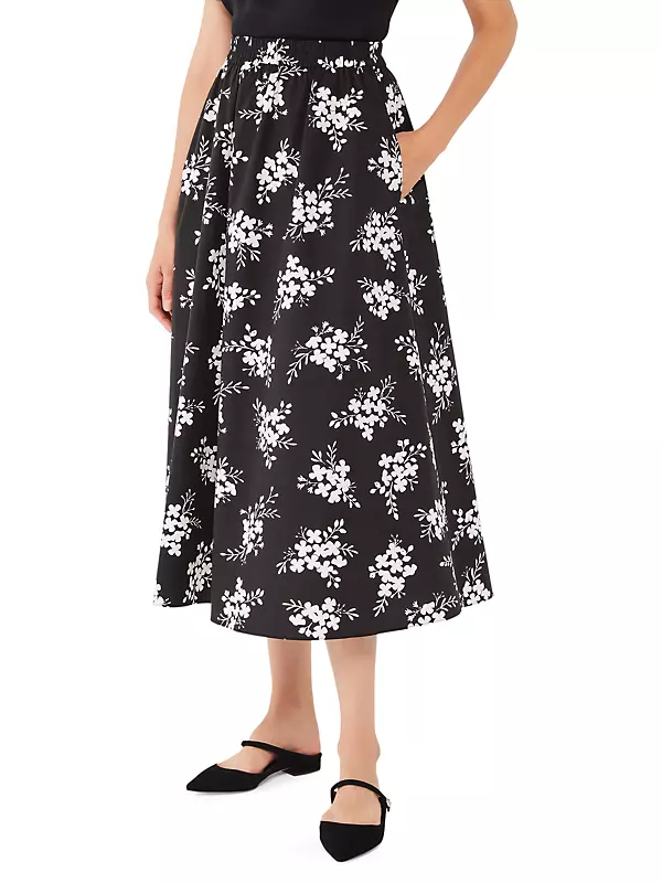 Floral Clusters Poplin Skirt