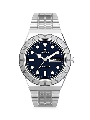 Q Timex Stainless Steel Bracelet Watch