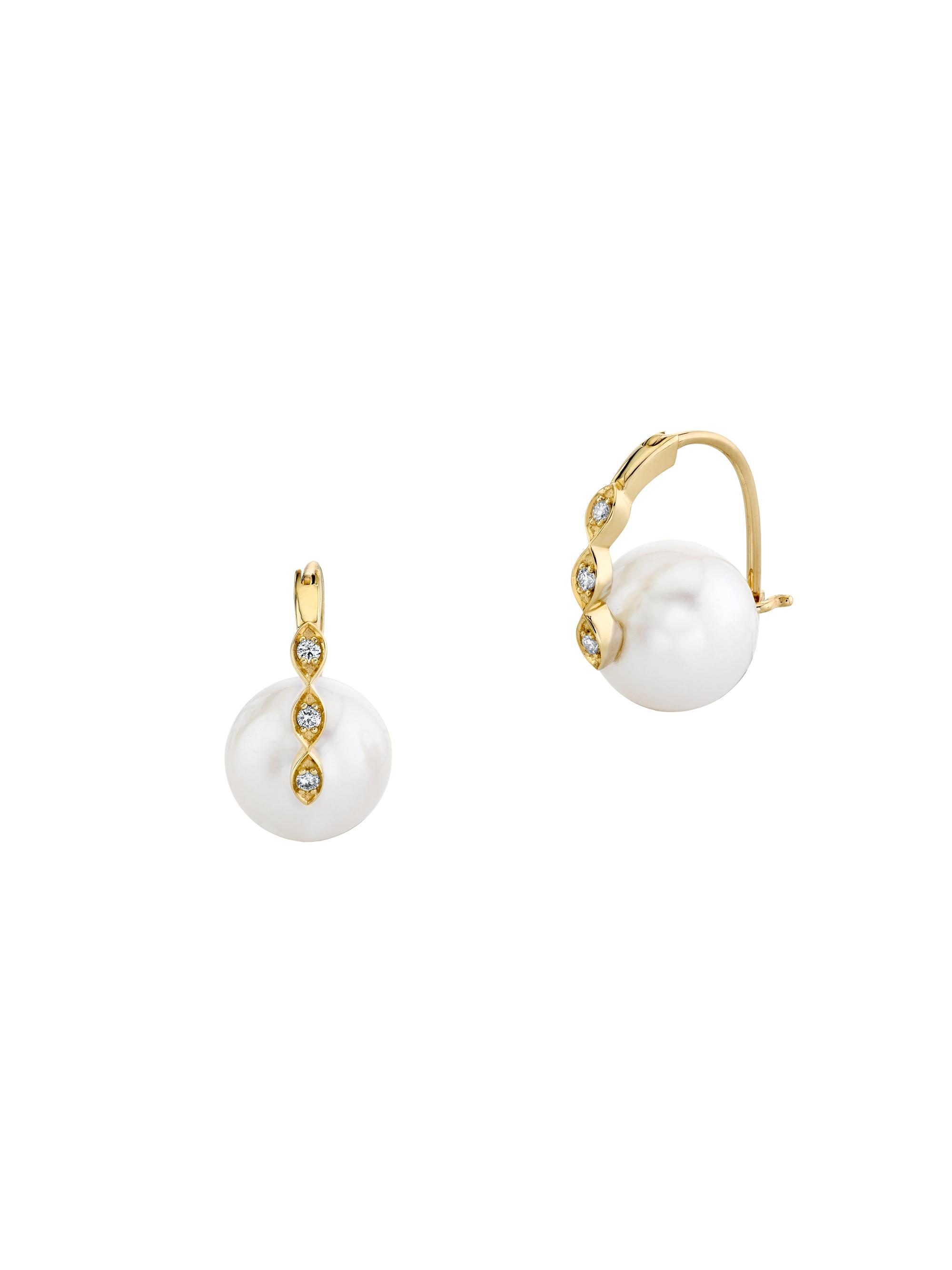 Sydney Evan Women's 14K Yellow Gold, Diamond & 10MM Pearl Marquis Eye Earrings - Pearl