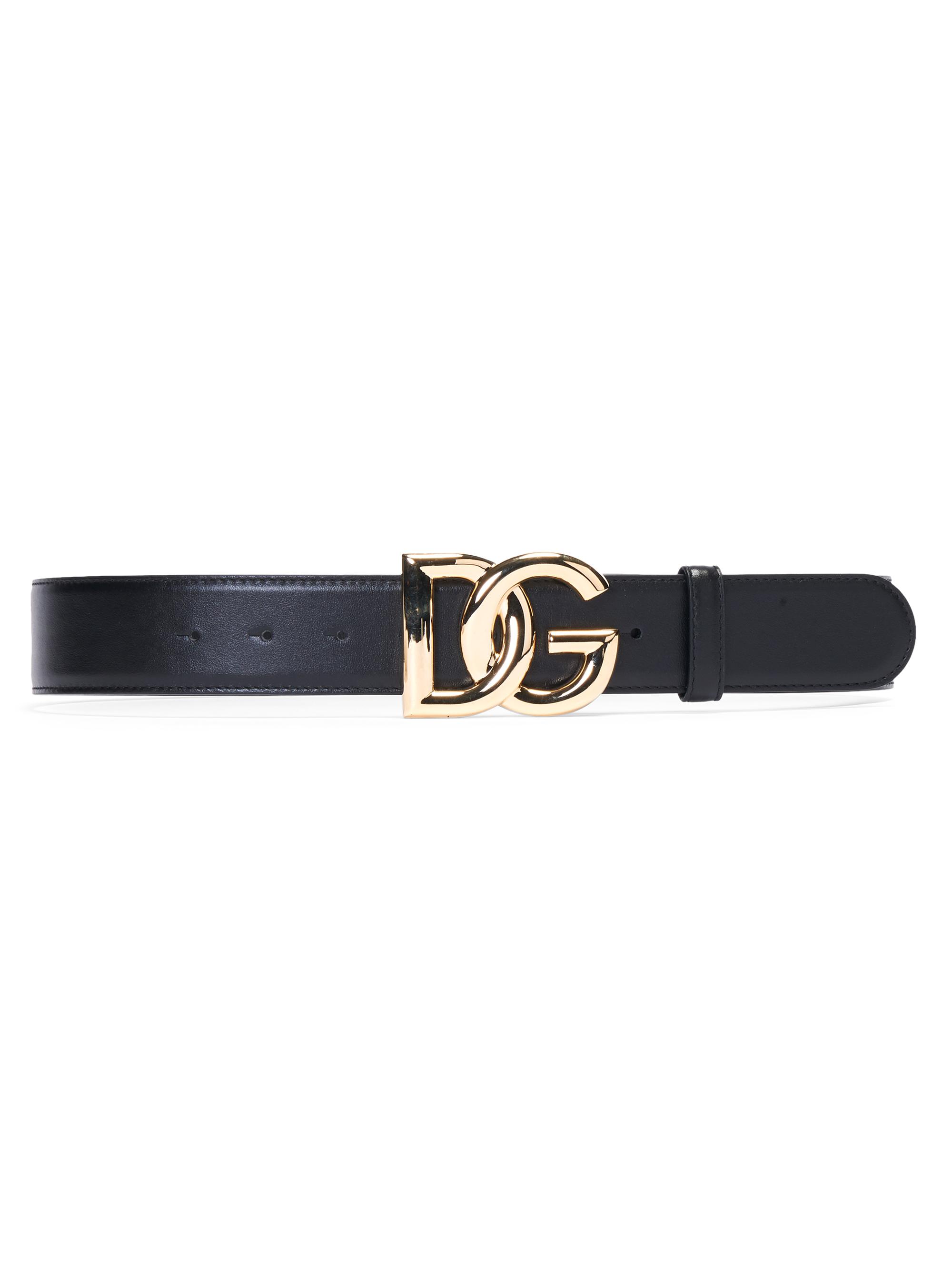 Dolce & Gabbana Women's Crossed Logo Leather Belt - Nero