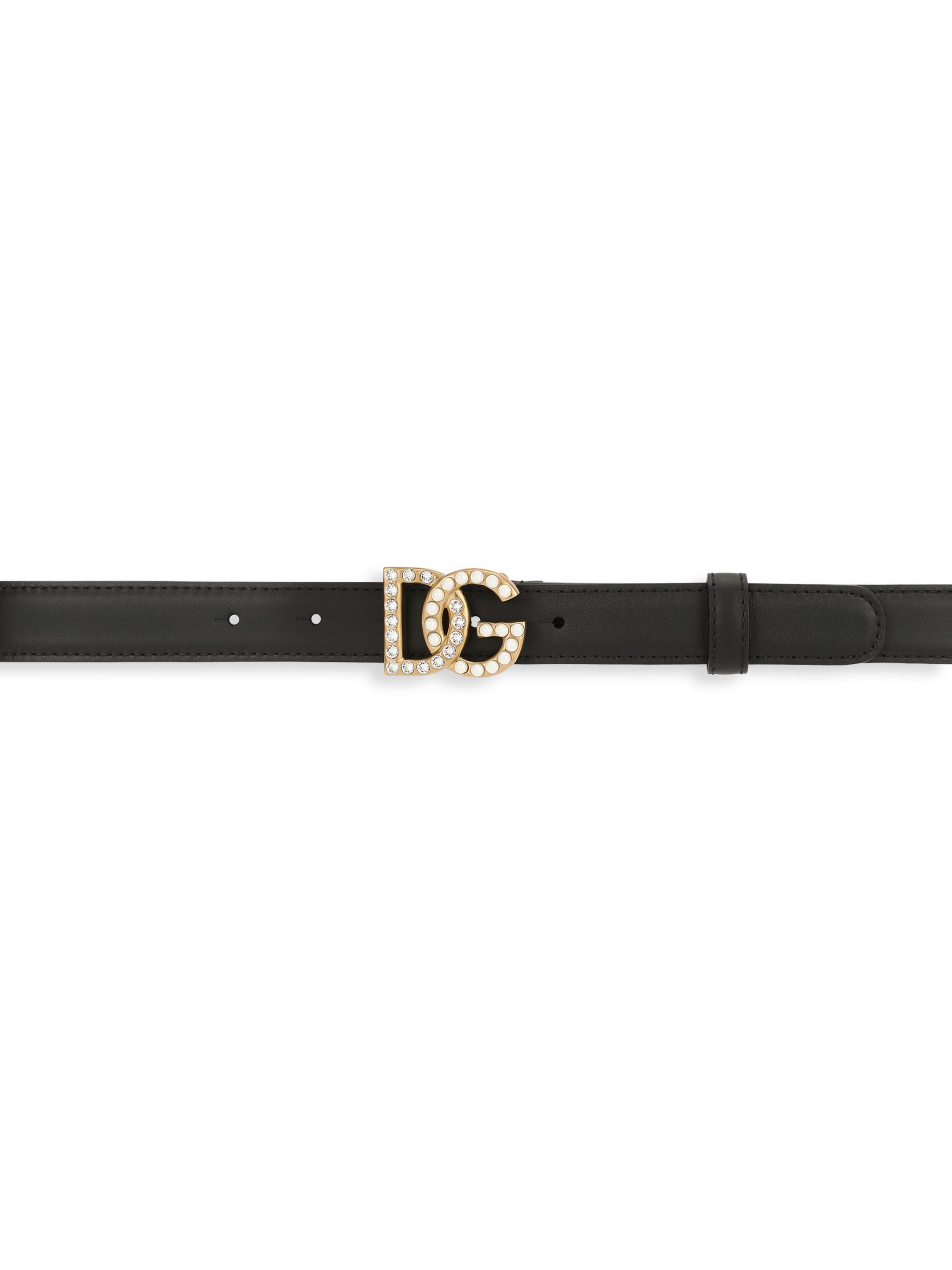 Dolce&Gabbana DG Swarovski Logo Leather Belt | Saks Fifth Avenue