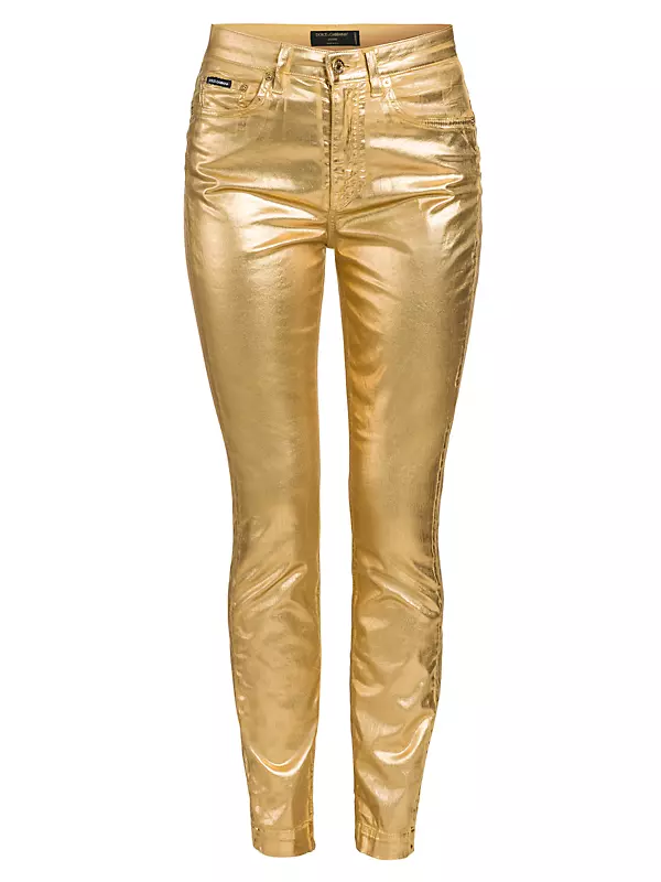 Mid-Rise Laminated Skinny Jeans