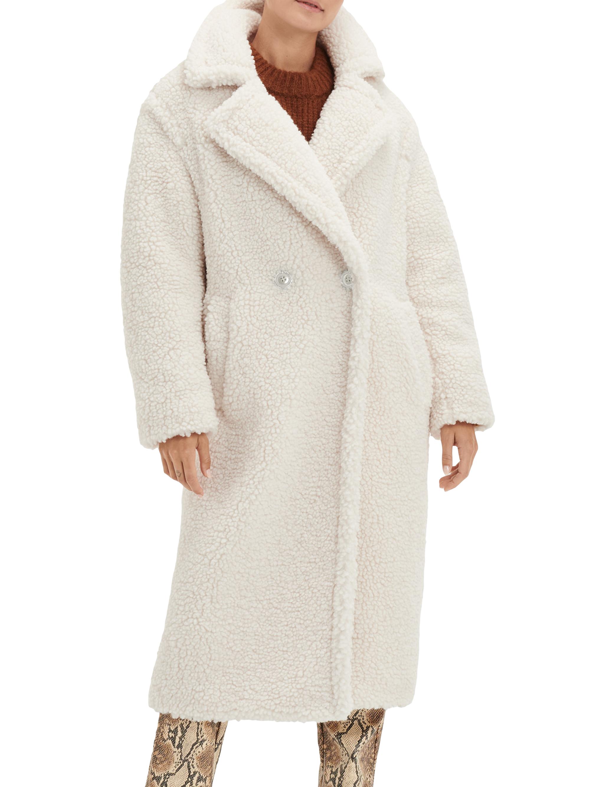 UGG Women's Gertrude Long Teddy Coat - Winter White