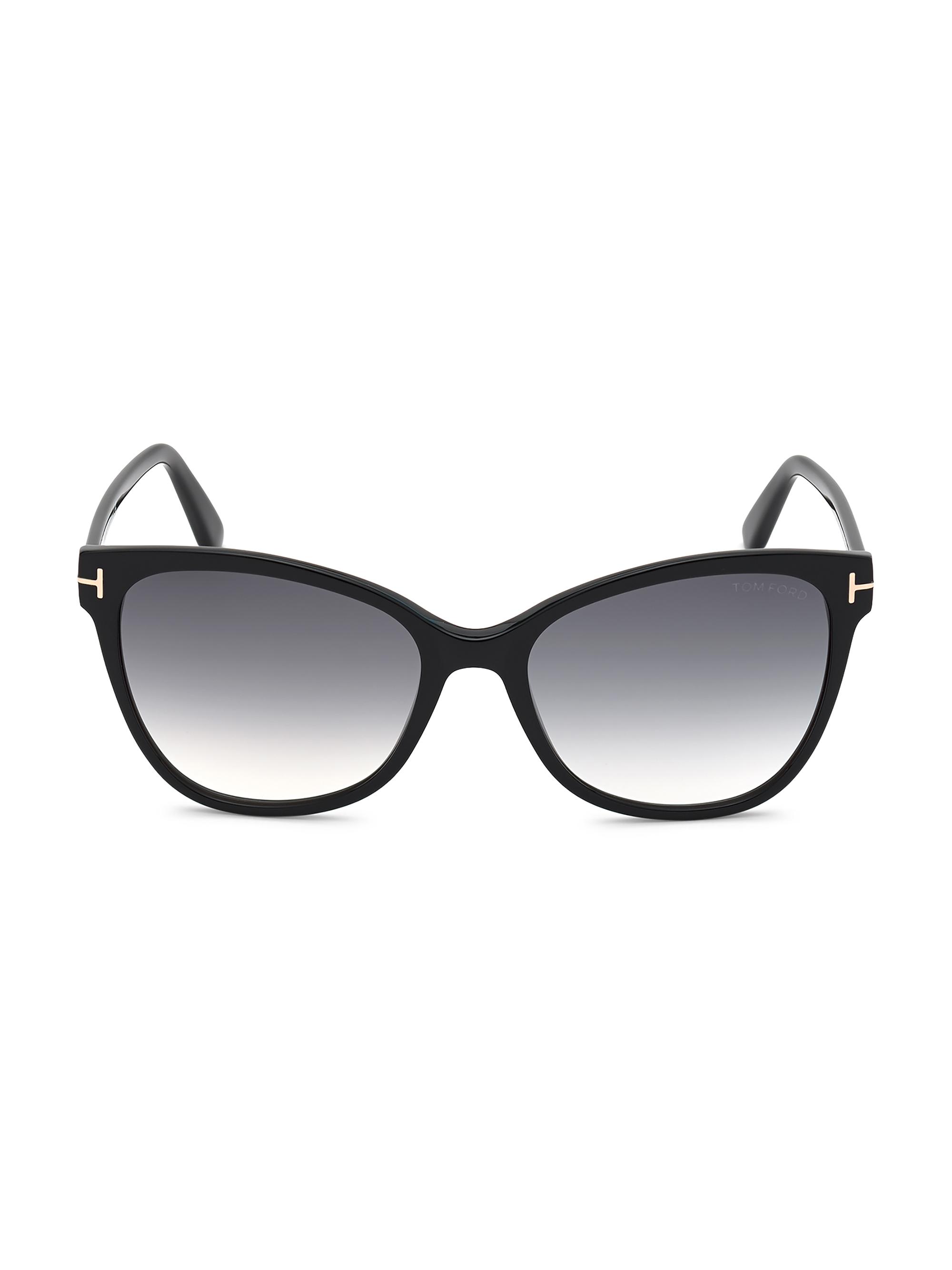 TOM FORD Women's 58MM Cat Eye Sunglasses - Shiny Black Gradient Smoke