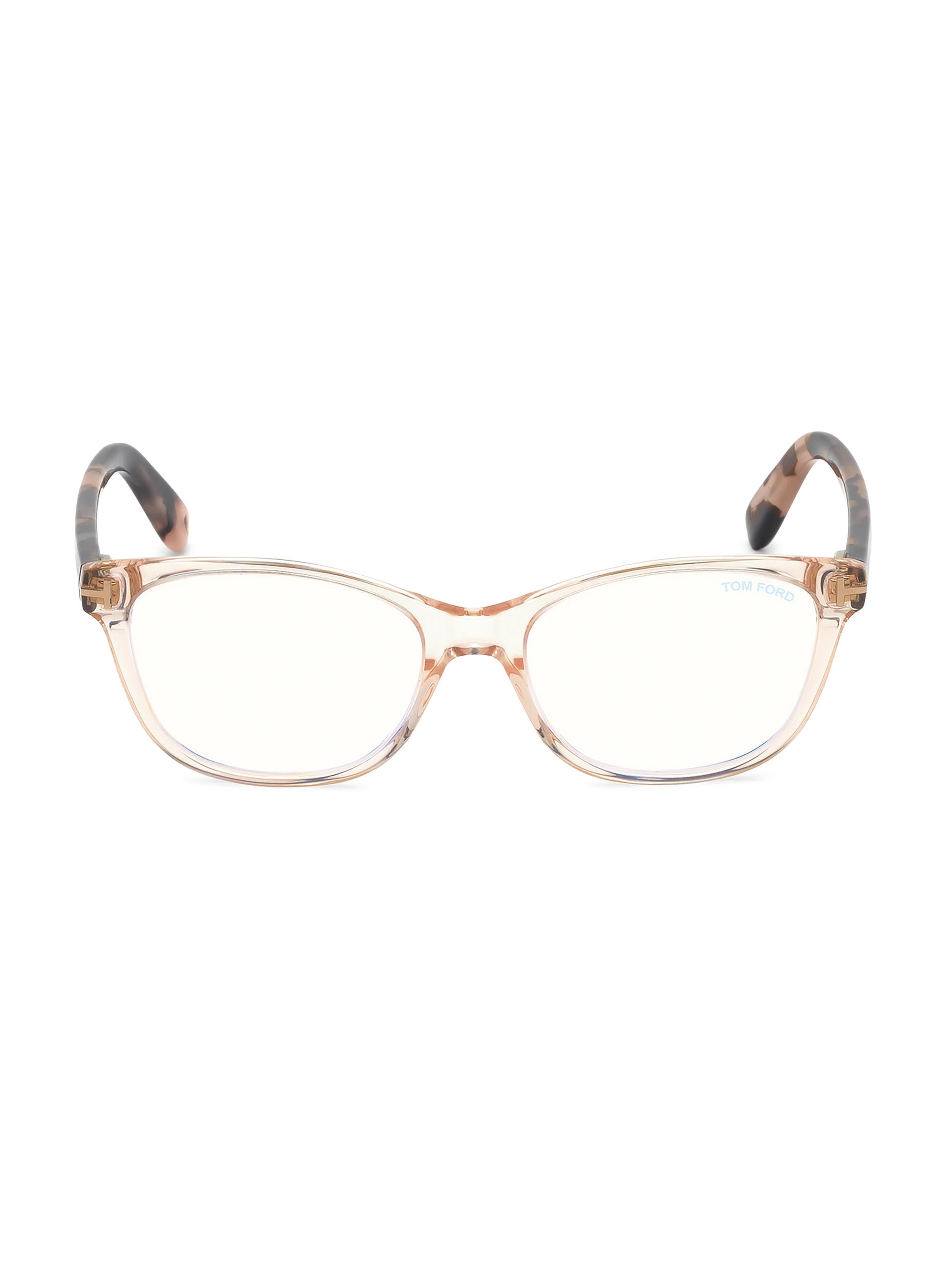 TOM FORD Women's 50MM Square Blue Filter Eyeglasses - Shiny Pink
