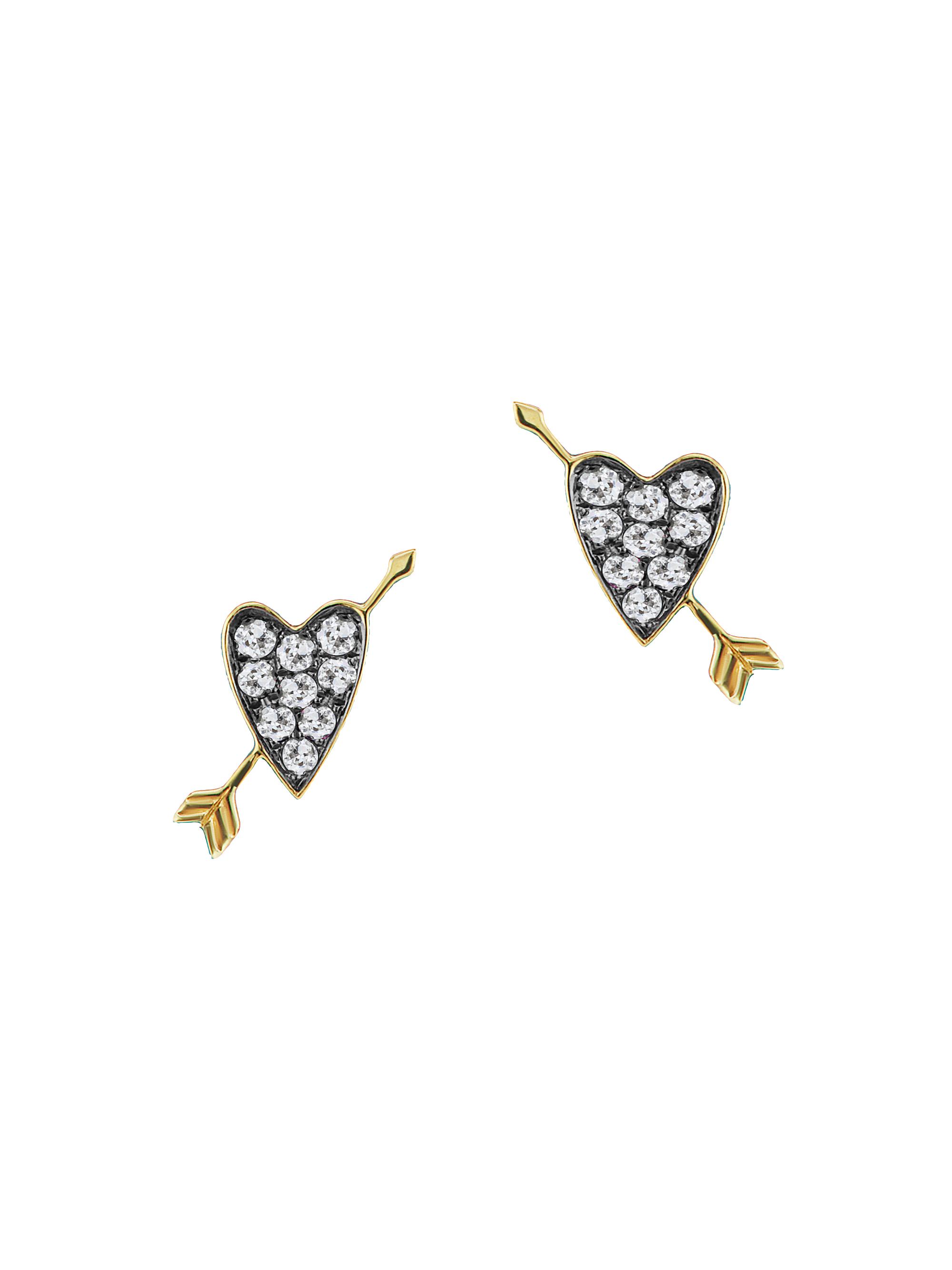 Sorellina Women's 18K Yellow Gold & Diamond Heart & Arrow Stud Earrings - Gold