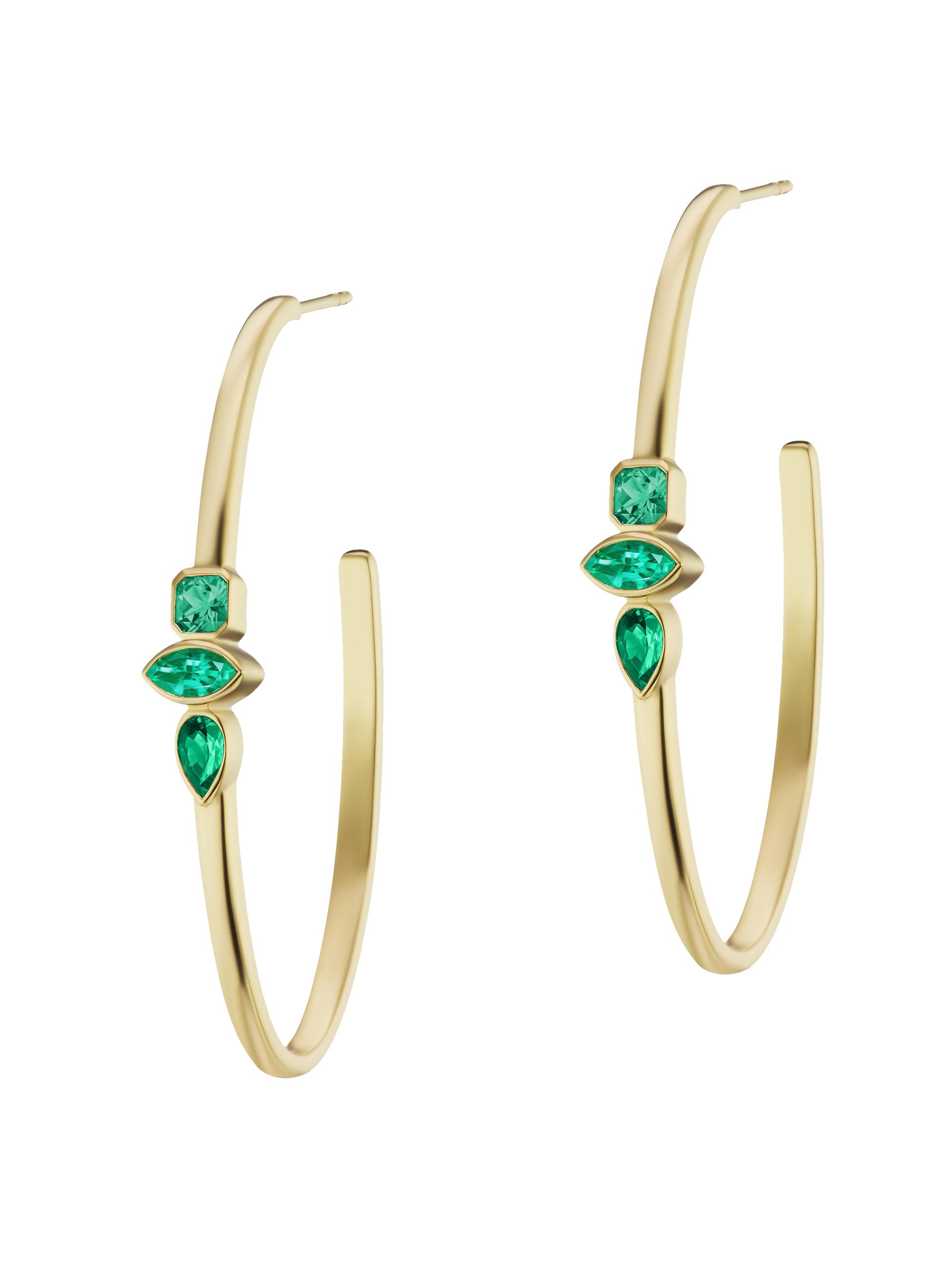 Sorellina Women's Stx & Stones 18K Yellow Gold & Emerald Hoop Earrings - Gold Emerald