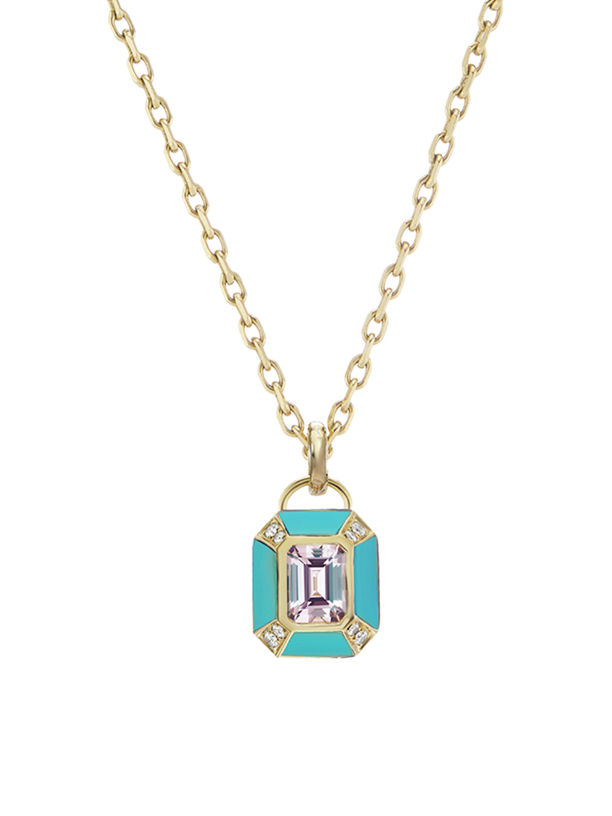 Sorellina Women's Monroe 18K Yellow Gold & Multi-Stone Mini Pendant Necklace - Gold Turquoise
