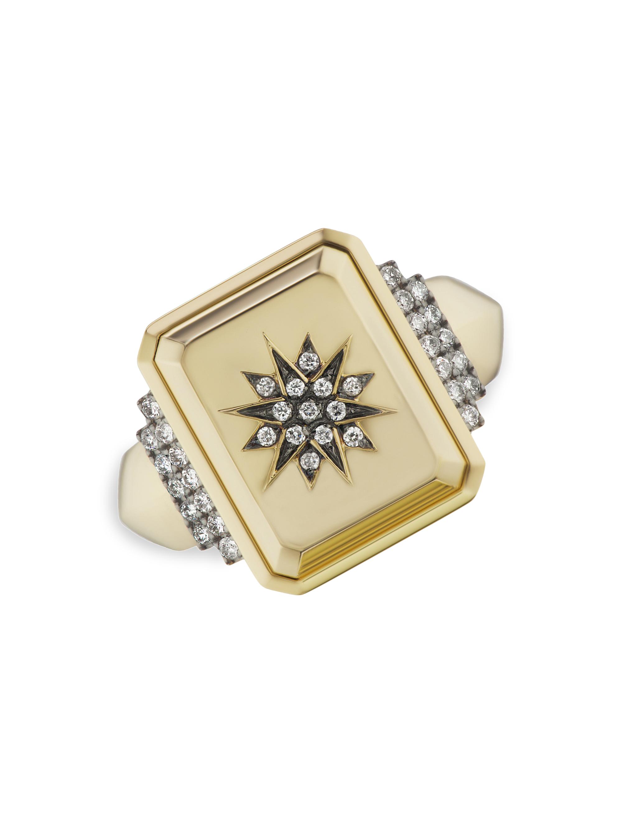 Sorellina Women's 18K Yellow Gold & Diamond Victorian Star Signet Ring - Gold