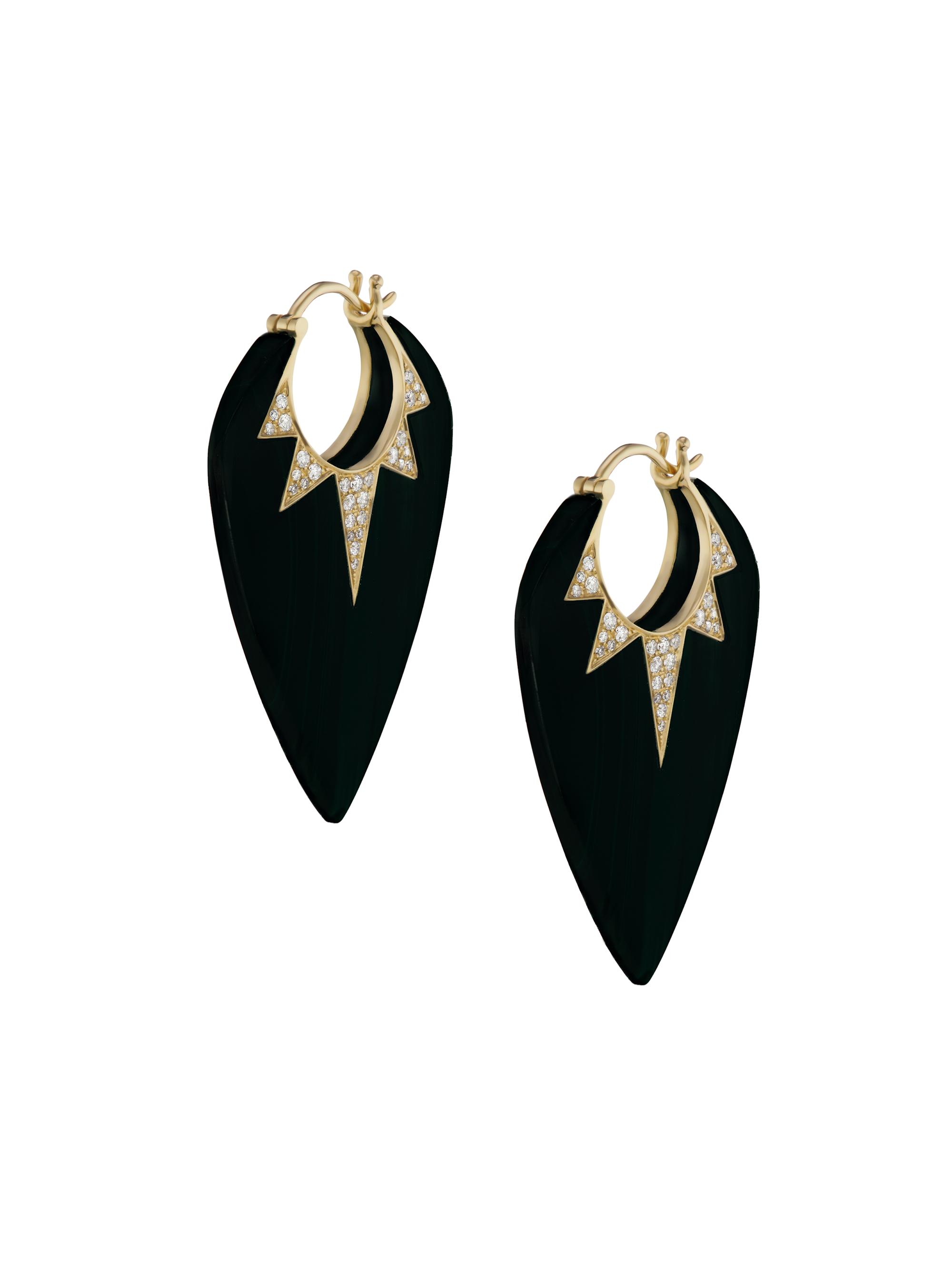 Sorellina Women's Pietra 18K Yellow Gold, Onyx & Diamond Guitar Pick Earrings - Onyx