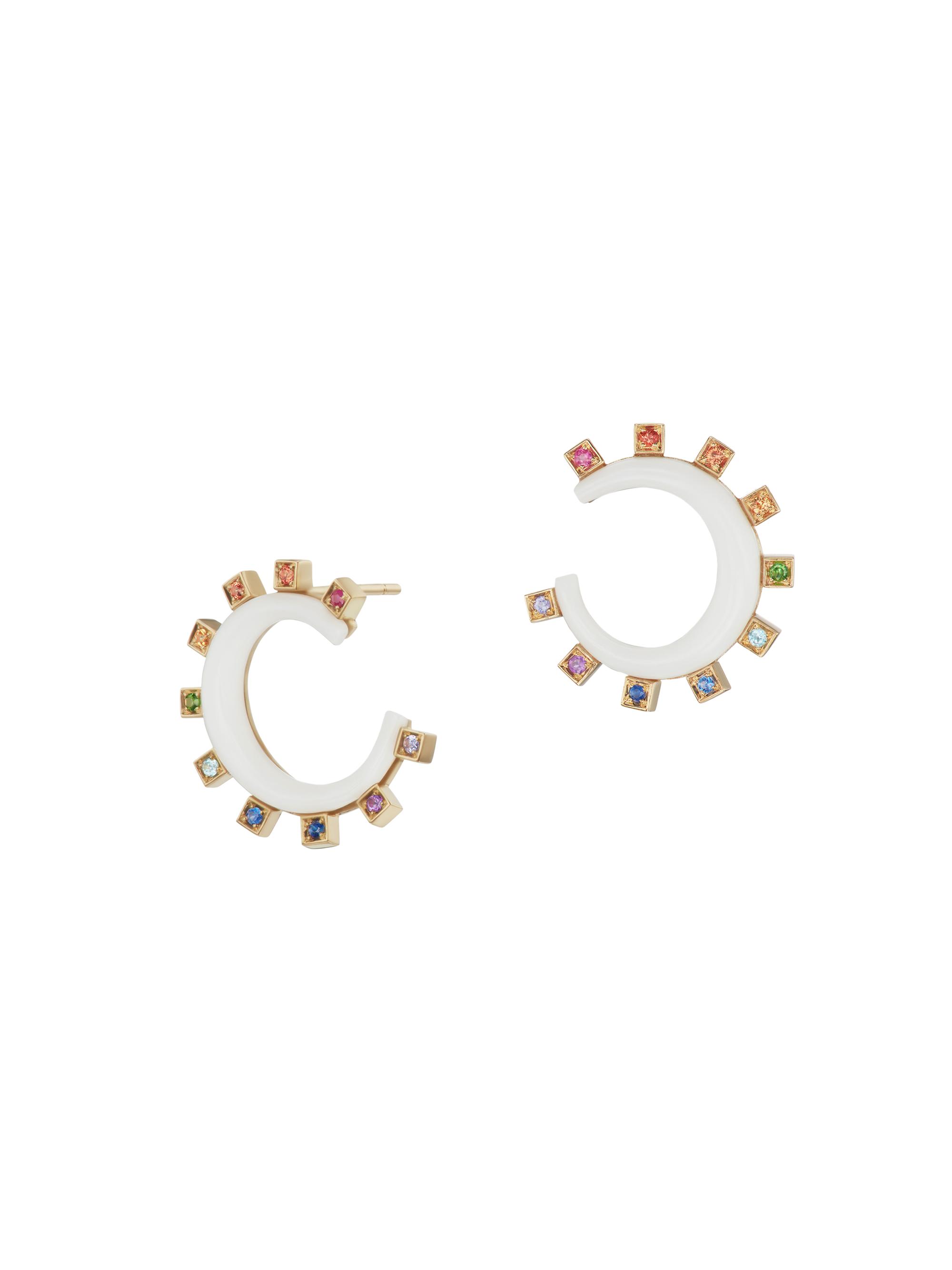 Sorellina Women's Monroe 18K Yellow Gold, White Onyx & Sapphire Mini Crescent Earrings - White Onyx Multi