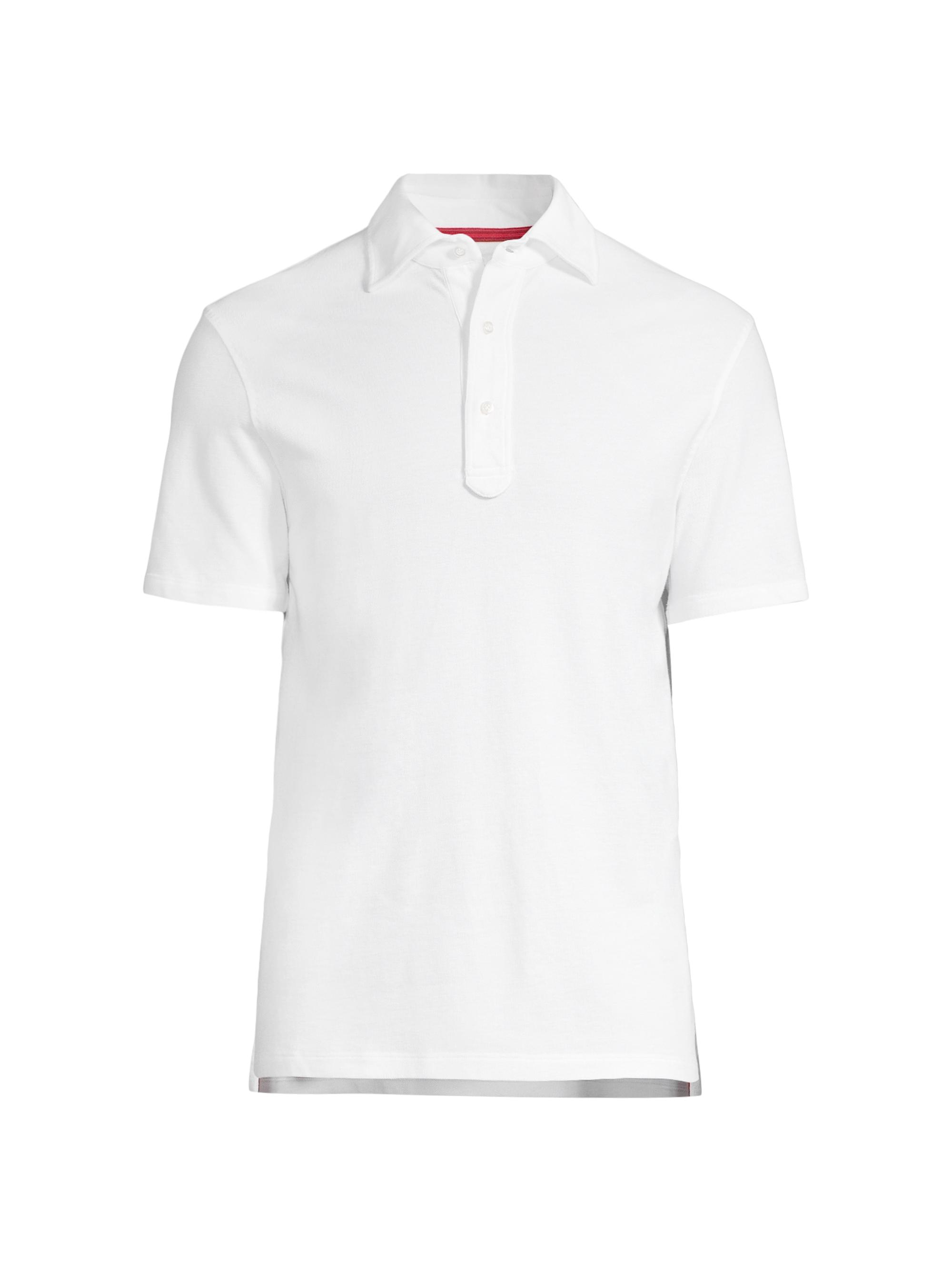 Isaia Men's Slim-Fit Cotton Piqué Polo - White