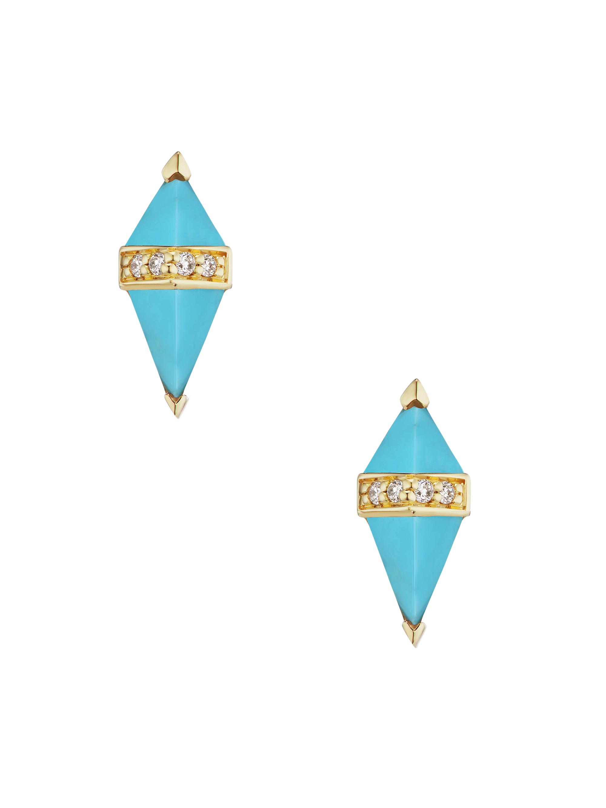 Sorellina Women's Pietra 18K Yellow Gold, Turquoise & Diamond Stud Earrings - Turquoise