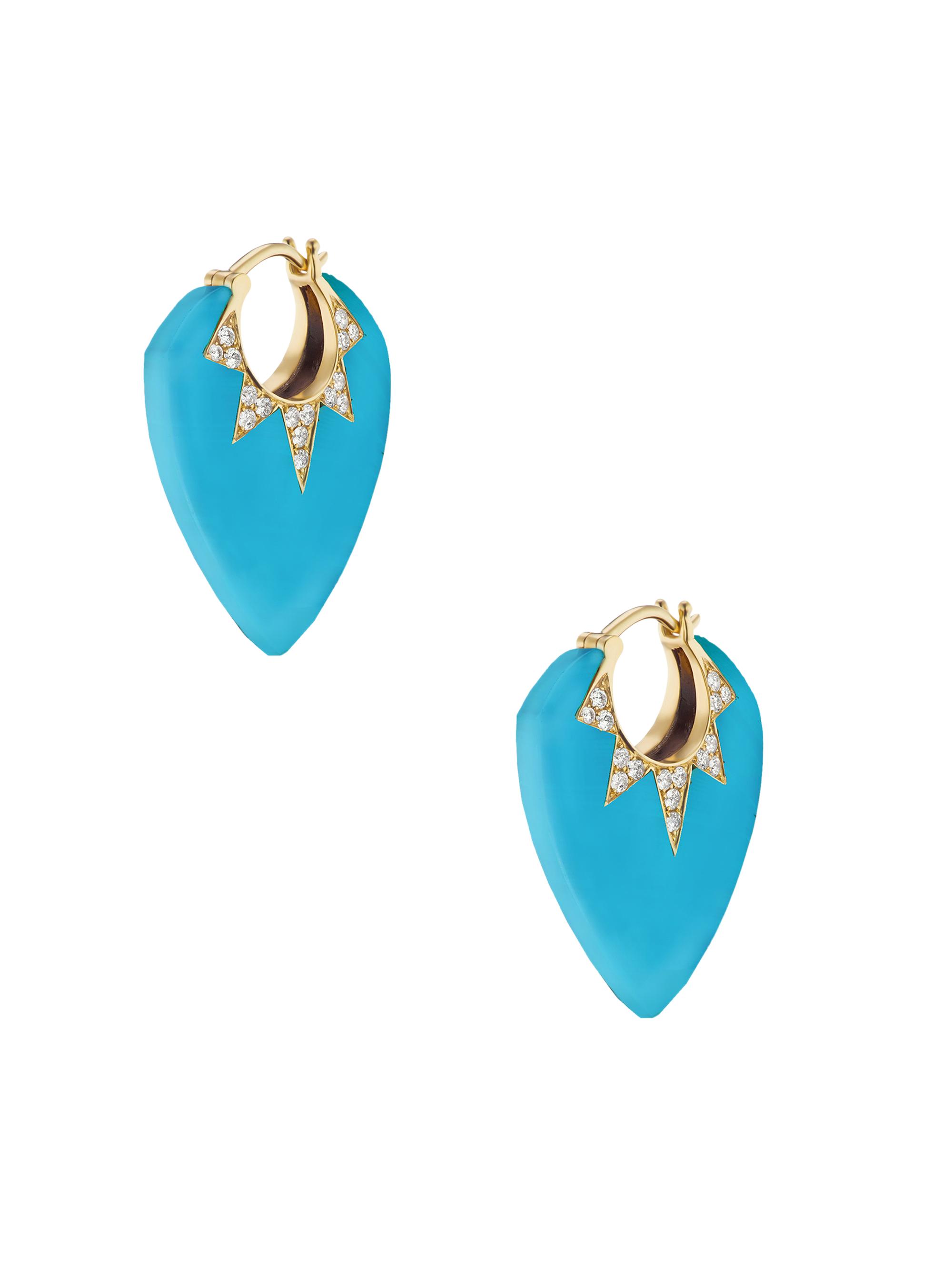 Sorellina Women's Pietra 18K Yellow Gold, Turquoise & Diamond  Guitar Pick Earrings - Turquoise
