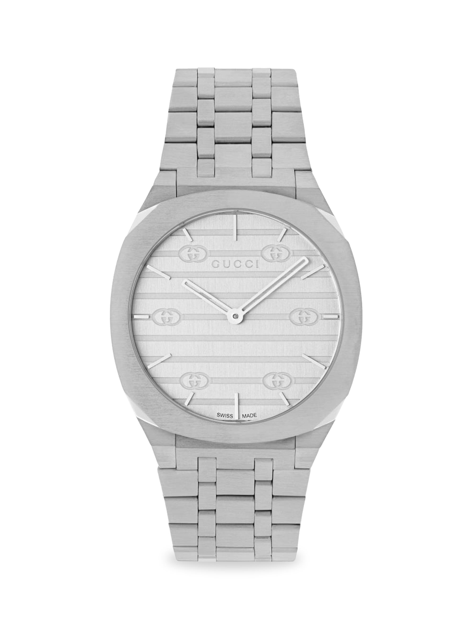 Gucci 25H Stainless Steel Bracelet Watch, 34MM | Saks Fifth Avenue