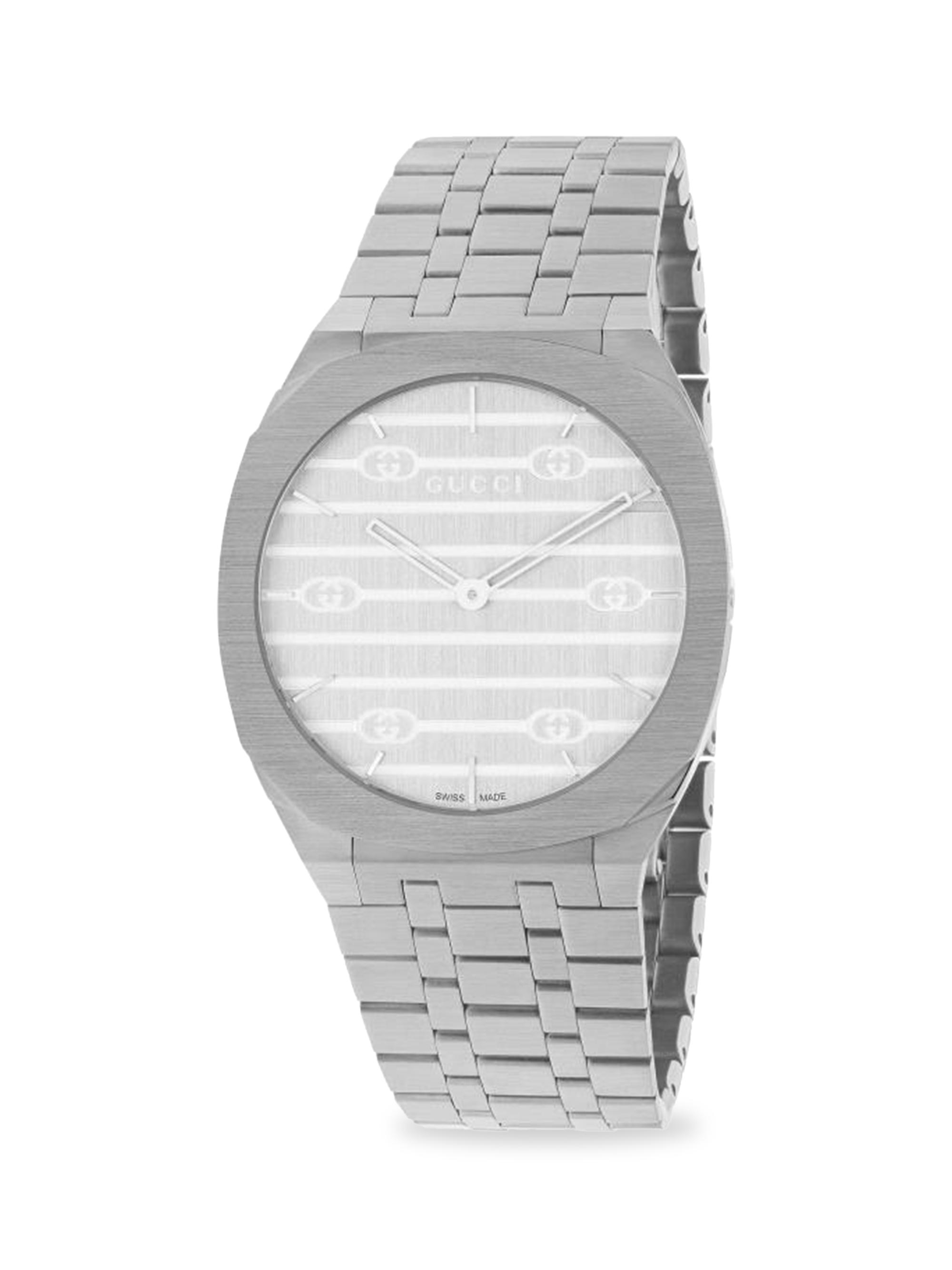 Gucci 25H Stainless Steel Bracelet Watch, 34MM | Saks Fifth Avenue