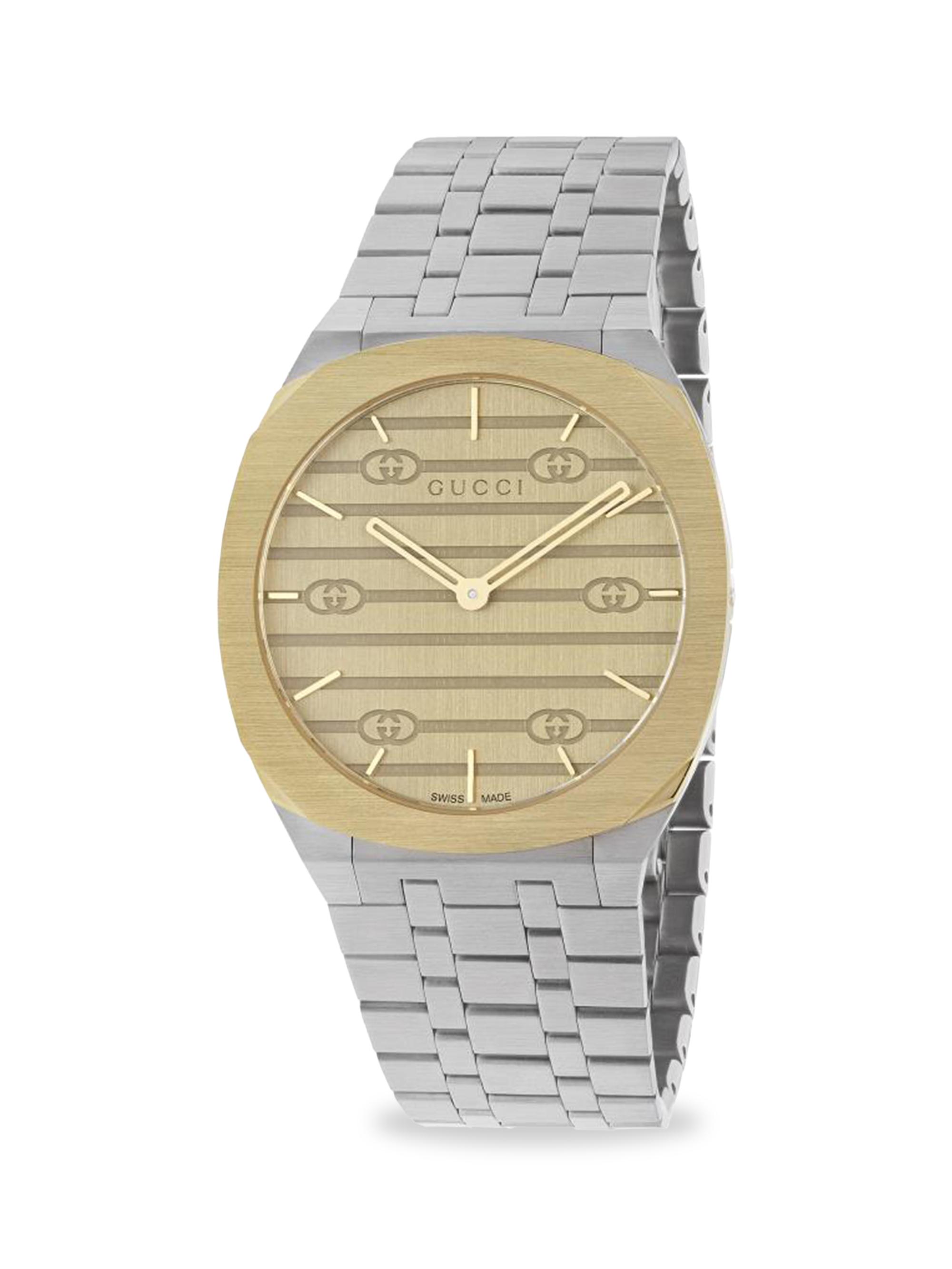 GUCCI 腕時計 シルバー Gucci 25H Stainless Steel Bracelet Watch, 34MM | Saks Fifth Avenue