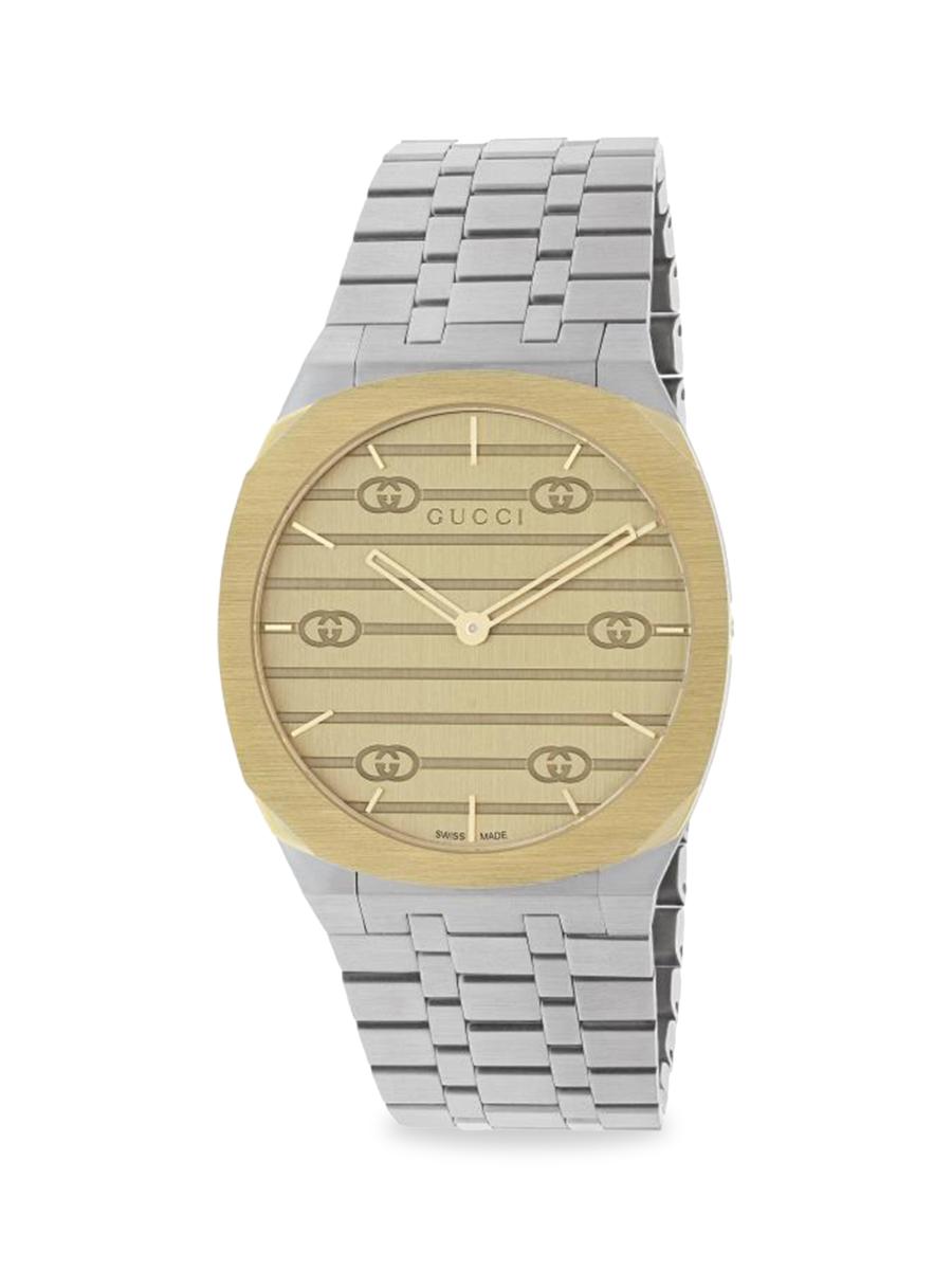Gucci 25H Two-Tone Stainless Steel Bracelet Watch, 34MM | Saks
