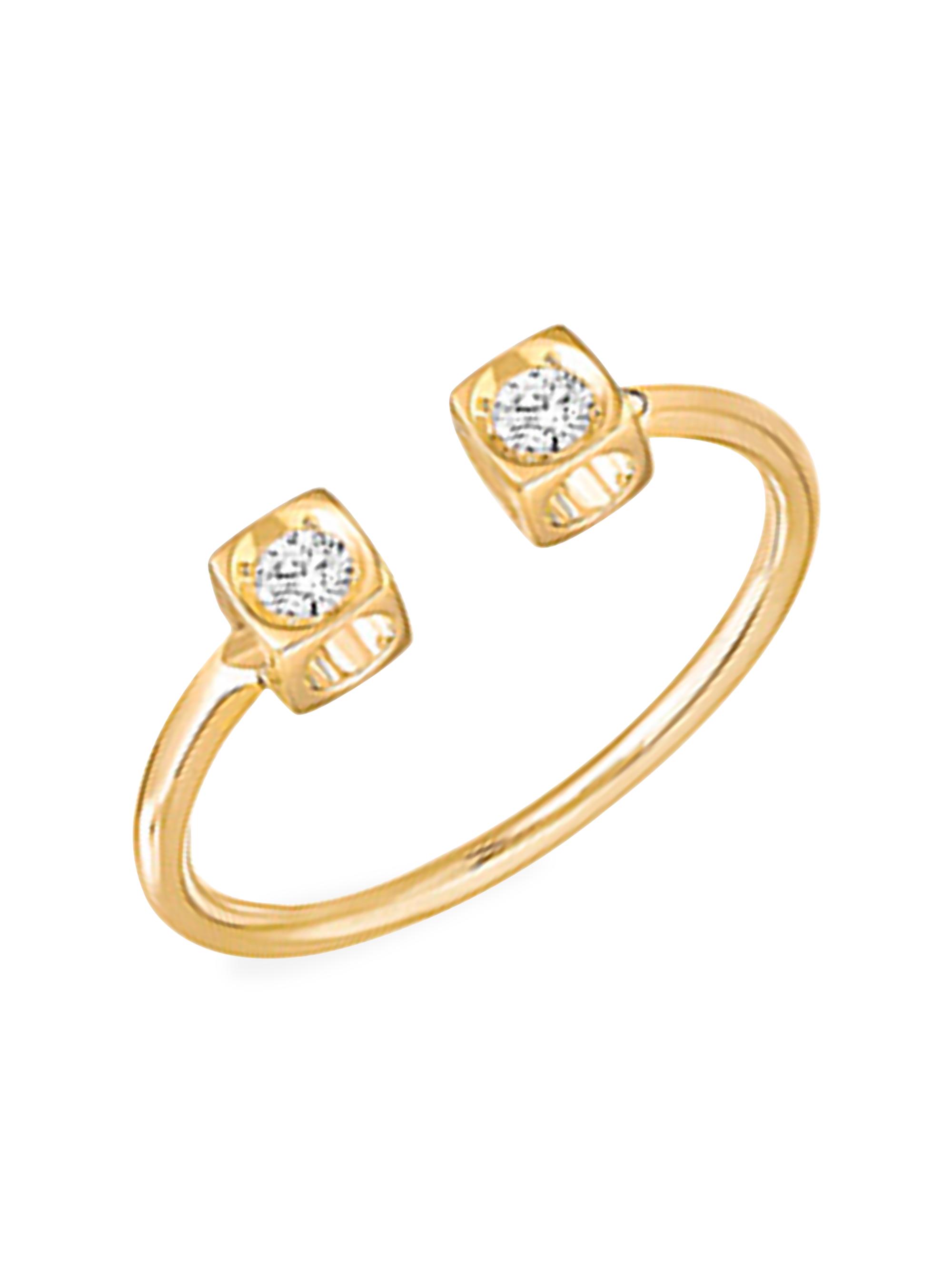 Dinh Van Women's Le Cube 18K Yellow Gold & Diamond Cuff Ring - Yellow Gold